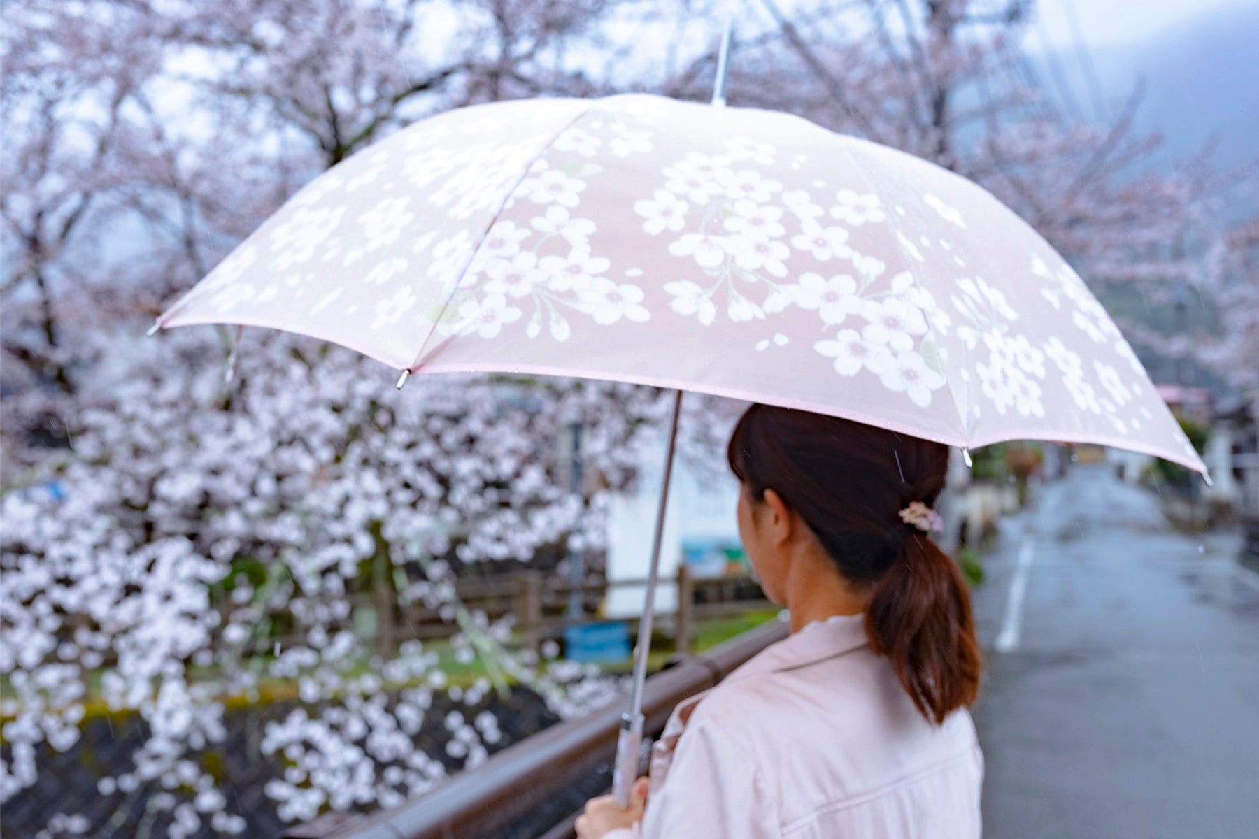 桜柄の婦人長傘