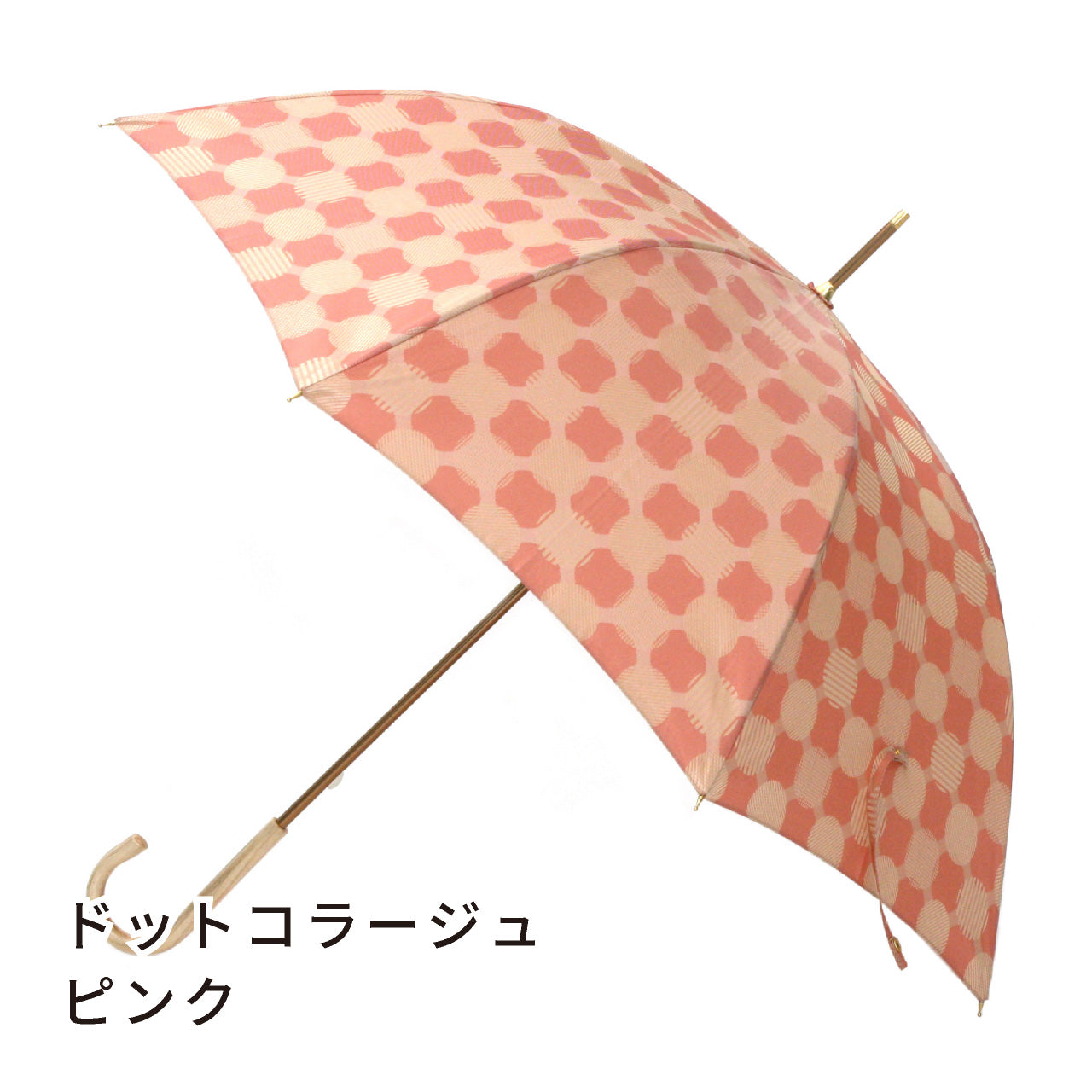 晴雨兼用 レディース ノルディック ドットコラージュ ピンク 長傘