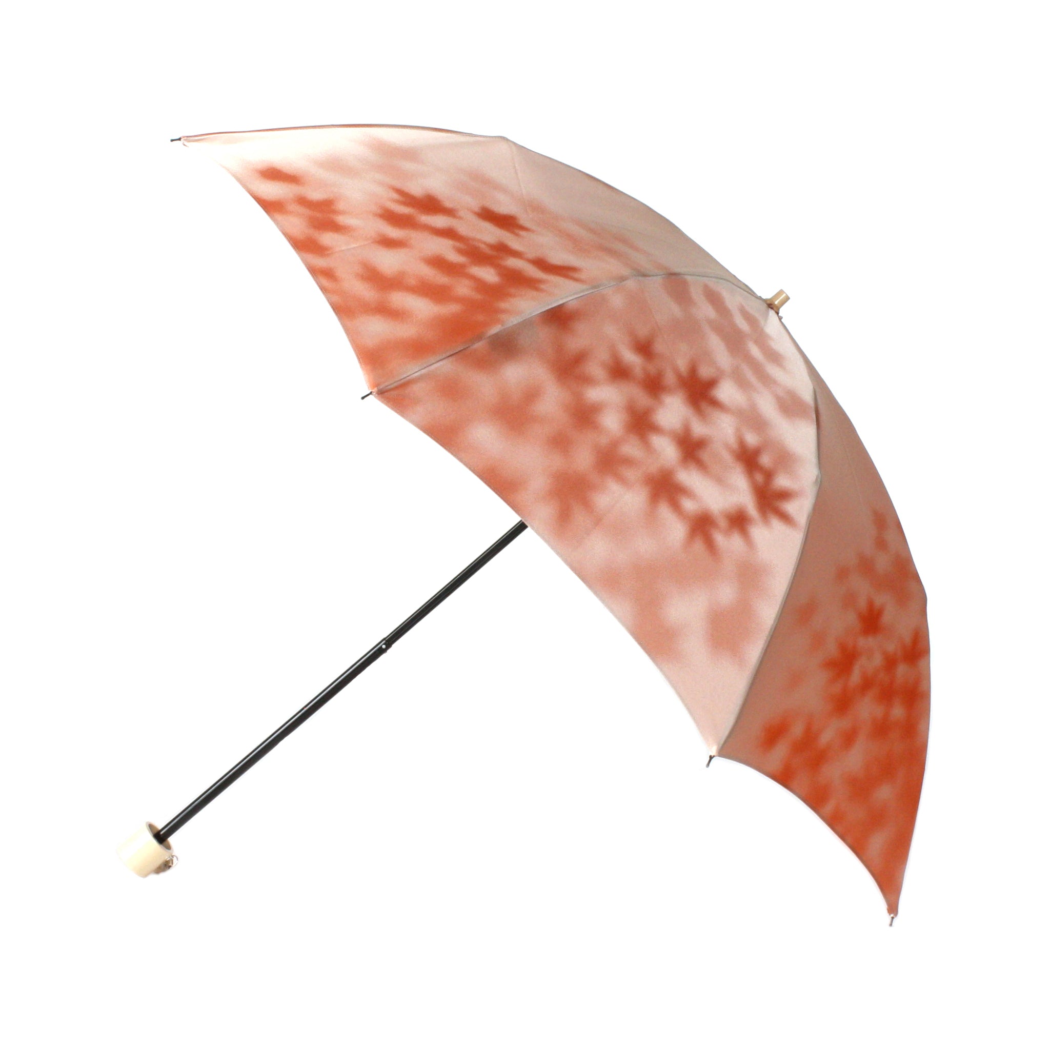 晴雨兼用 レディース こもれび カエデ オレンジ 折りたたみ傘