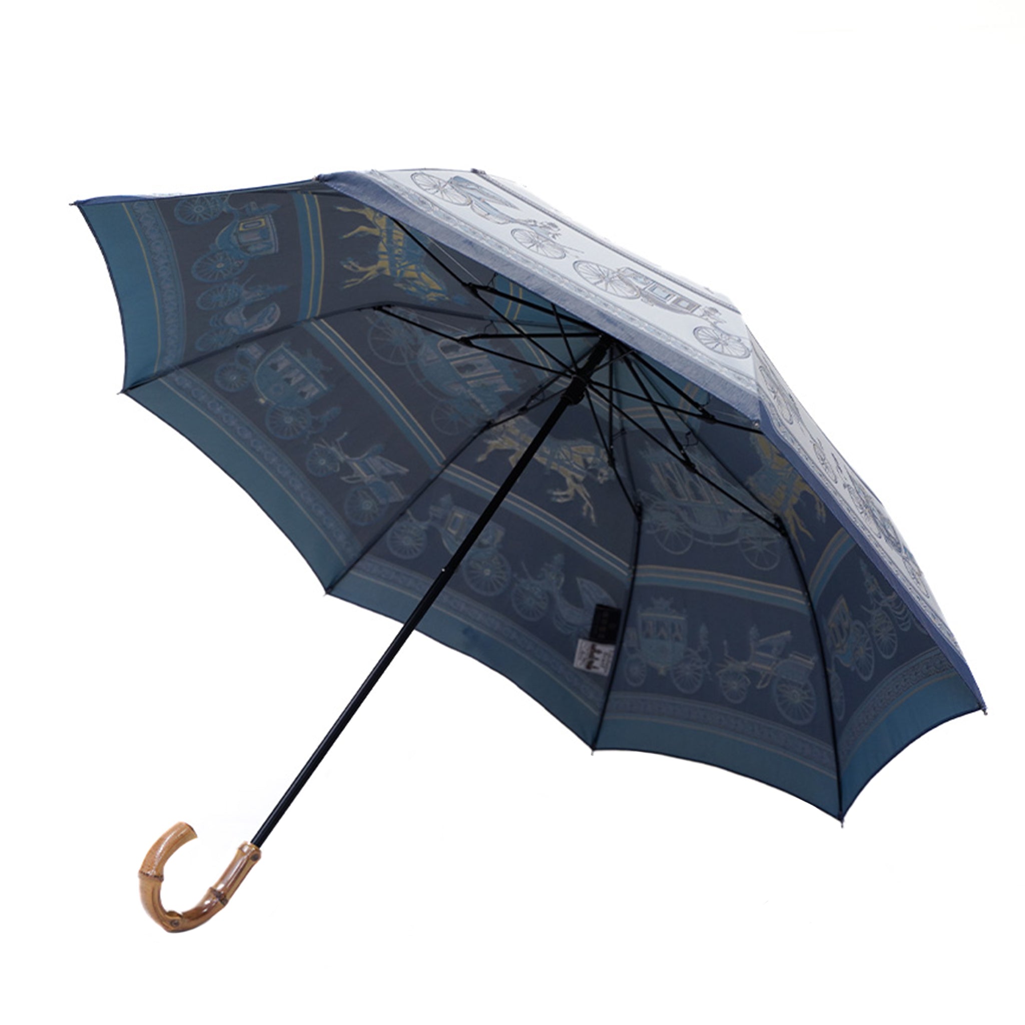 Umbrella of Yokohama 折りたたみ傘(馬車行列)ブルー