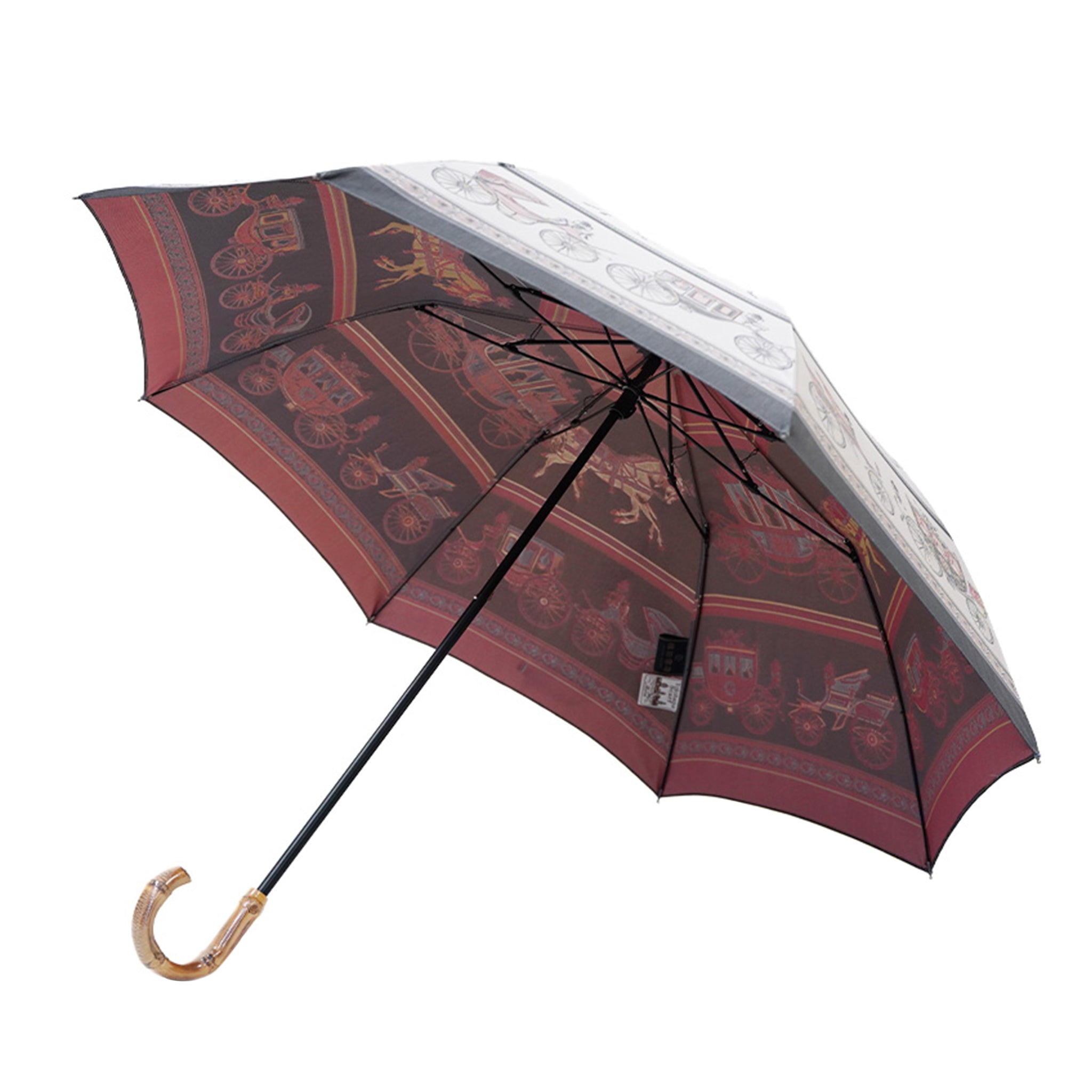 Umbrella of Yokohama 折りたたみ傘(馬車行列)ピンク×ブラック