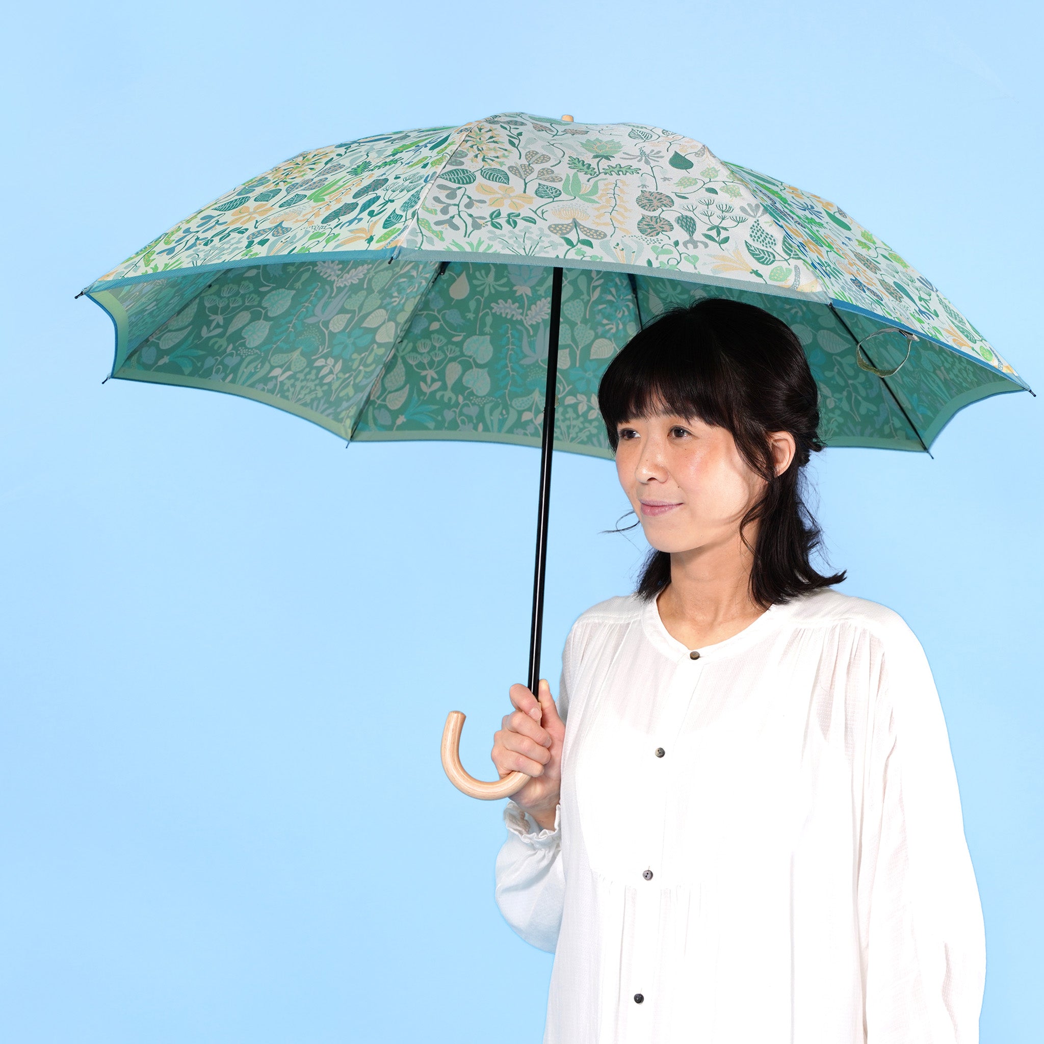 晴雨兼用 レディース Stig L. HERBARIUM ライムグリーン 折りたたみ傘