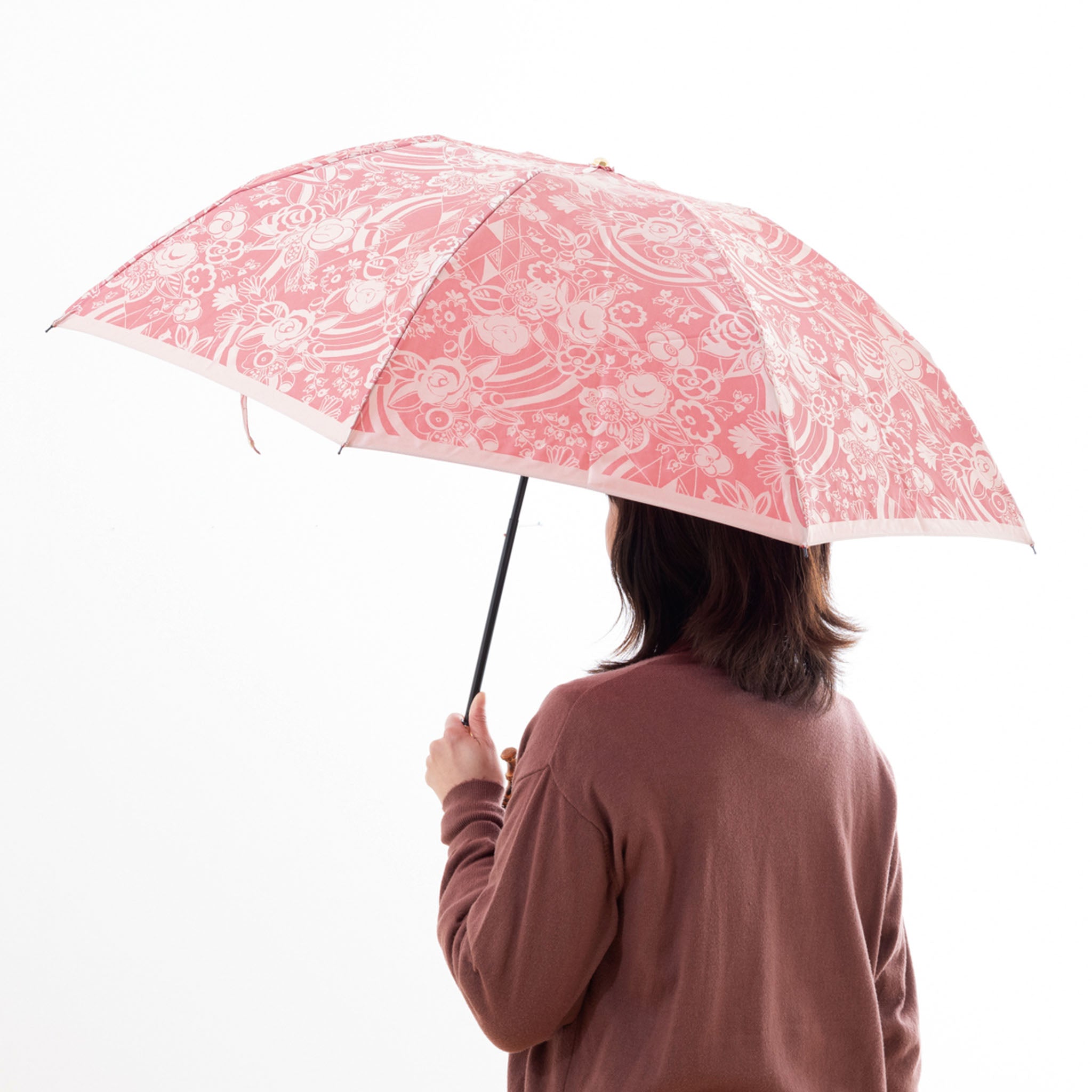 和風テイストのレディース折りたたみ傘！晴雨兼用雨傘8本骨55cm