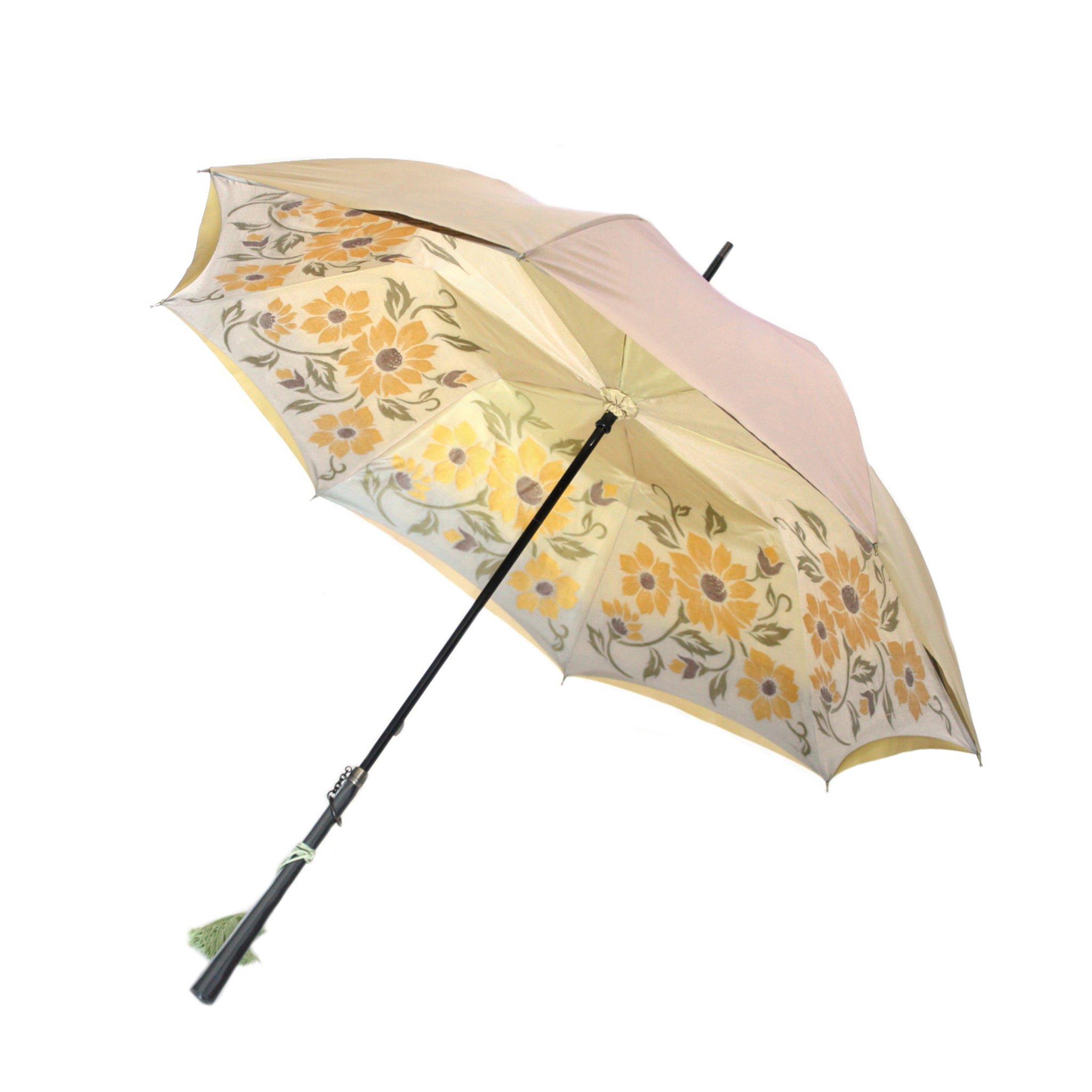 慈雨　花モチーフ　コットン　ポリエステル　総柄　ブラウン　ブルー biwa（ブルー）びわ・花柄- 布・生地の通販サイト：nunocoto fabric