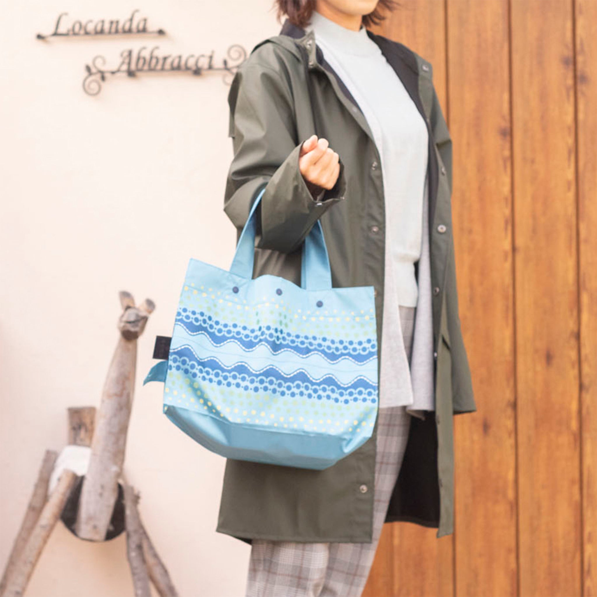 Lunch Tote 水玉ウェイブ 水色