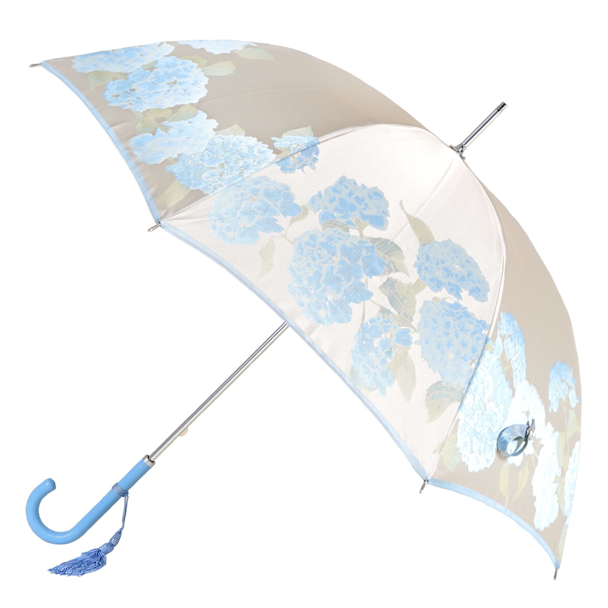 晴雨兼用 レディース 絵おり 紫陽花 ブルー 長傘