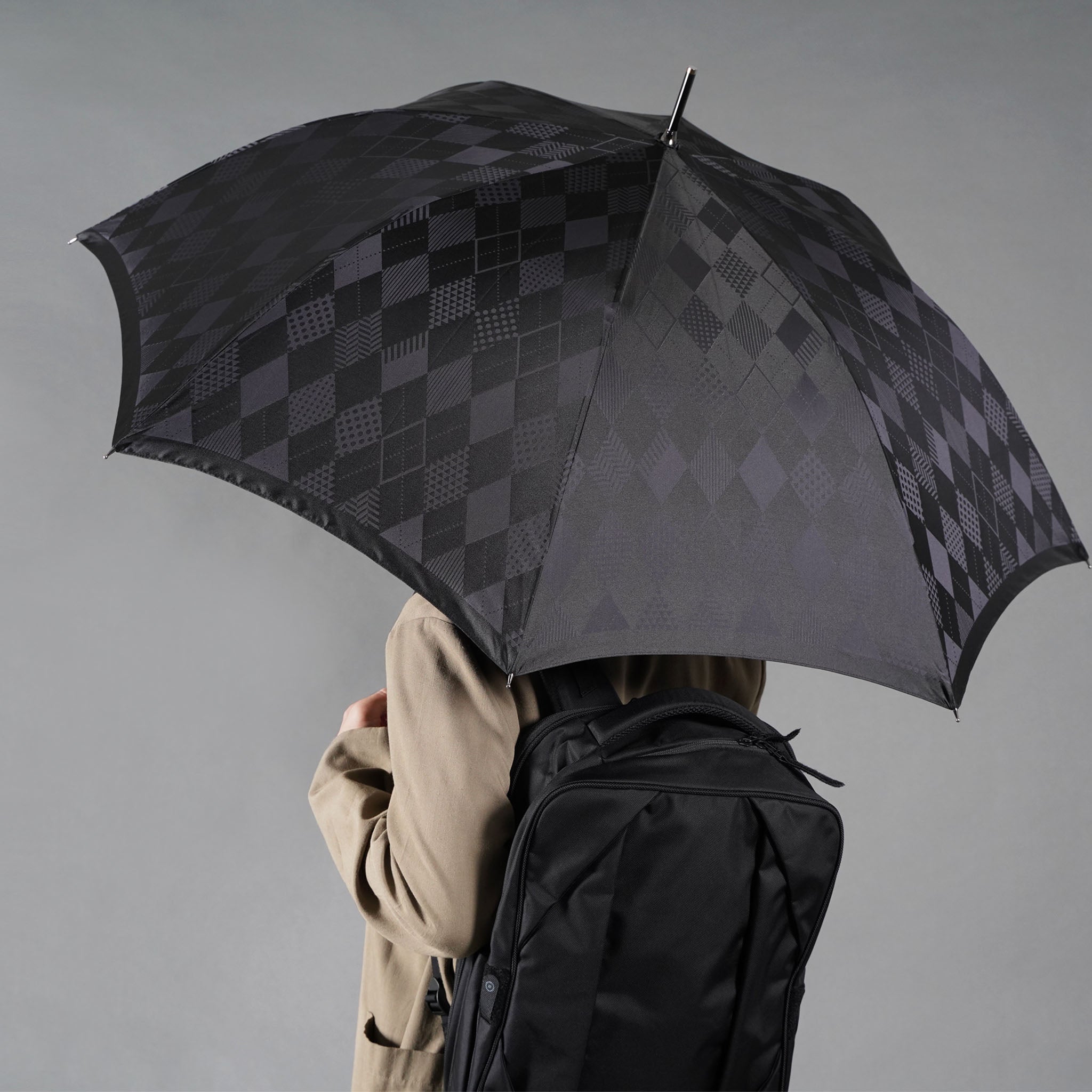 晴雨兼用 メンズ monotone アーガイル 長傘 サイズイメージ