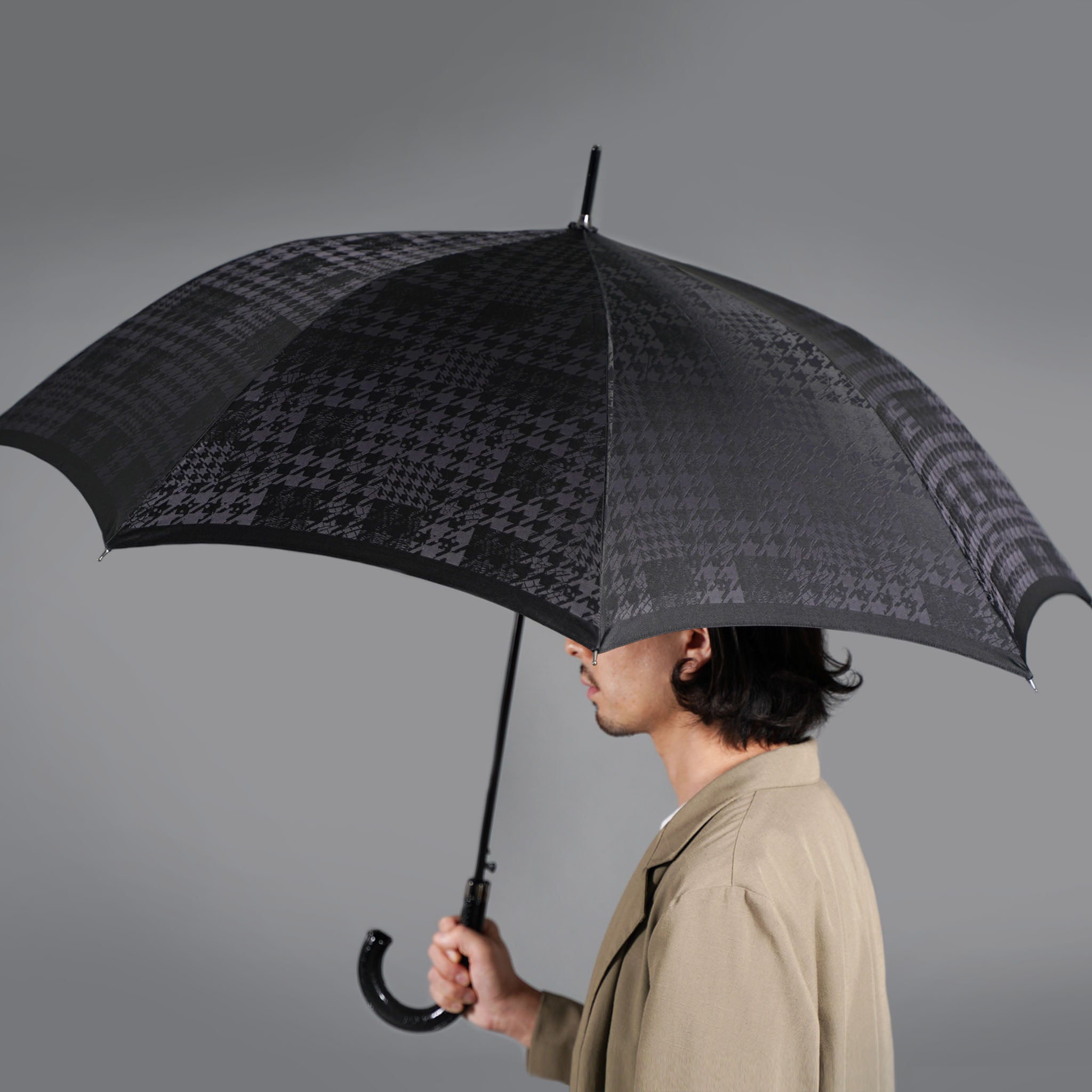 晴雨兼用 メンズ monotone 千鳥チェック 名長傘 サイズイメージ