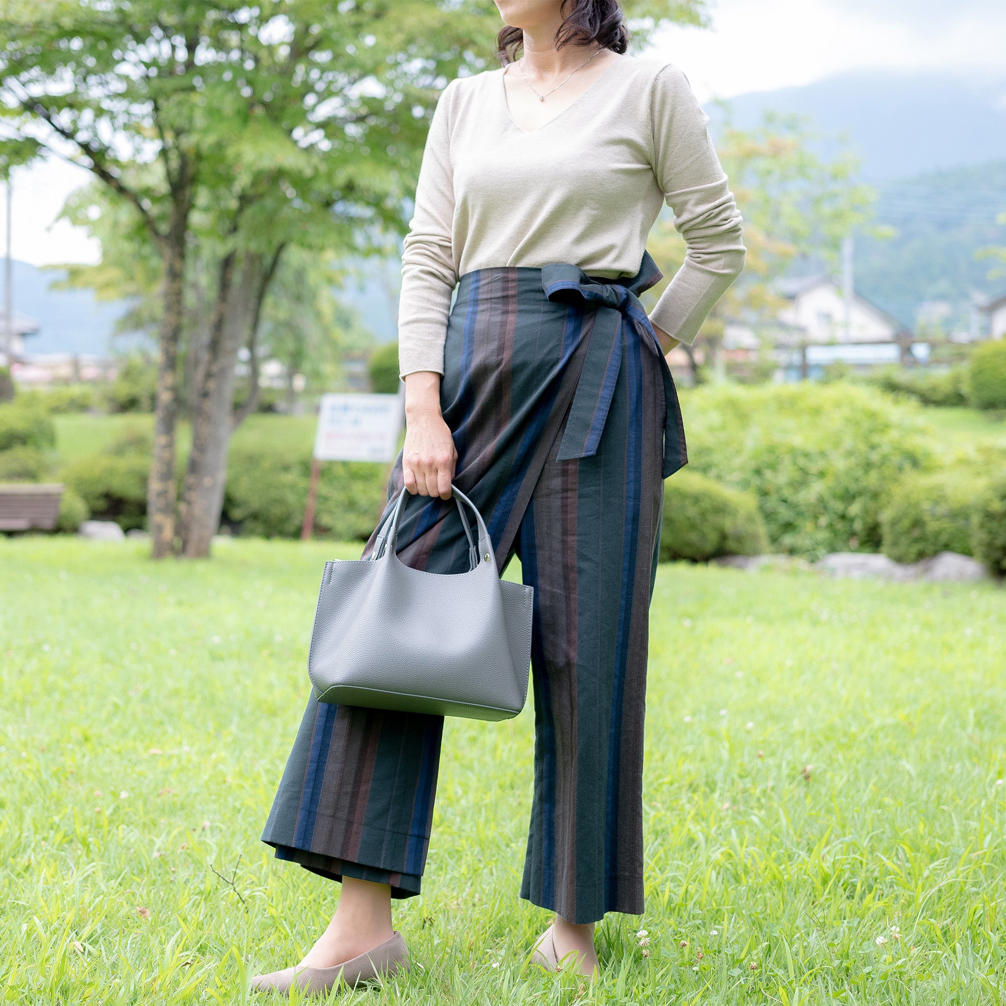 clotho ラップパンツ グリーン 着用イメージ(身長160㎝)