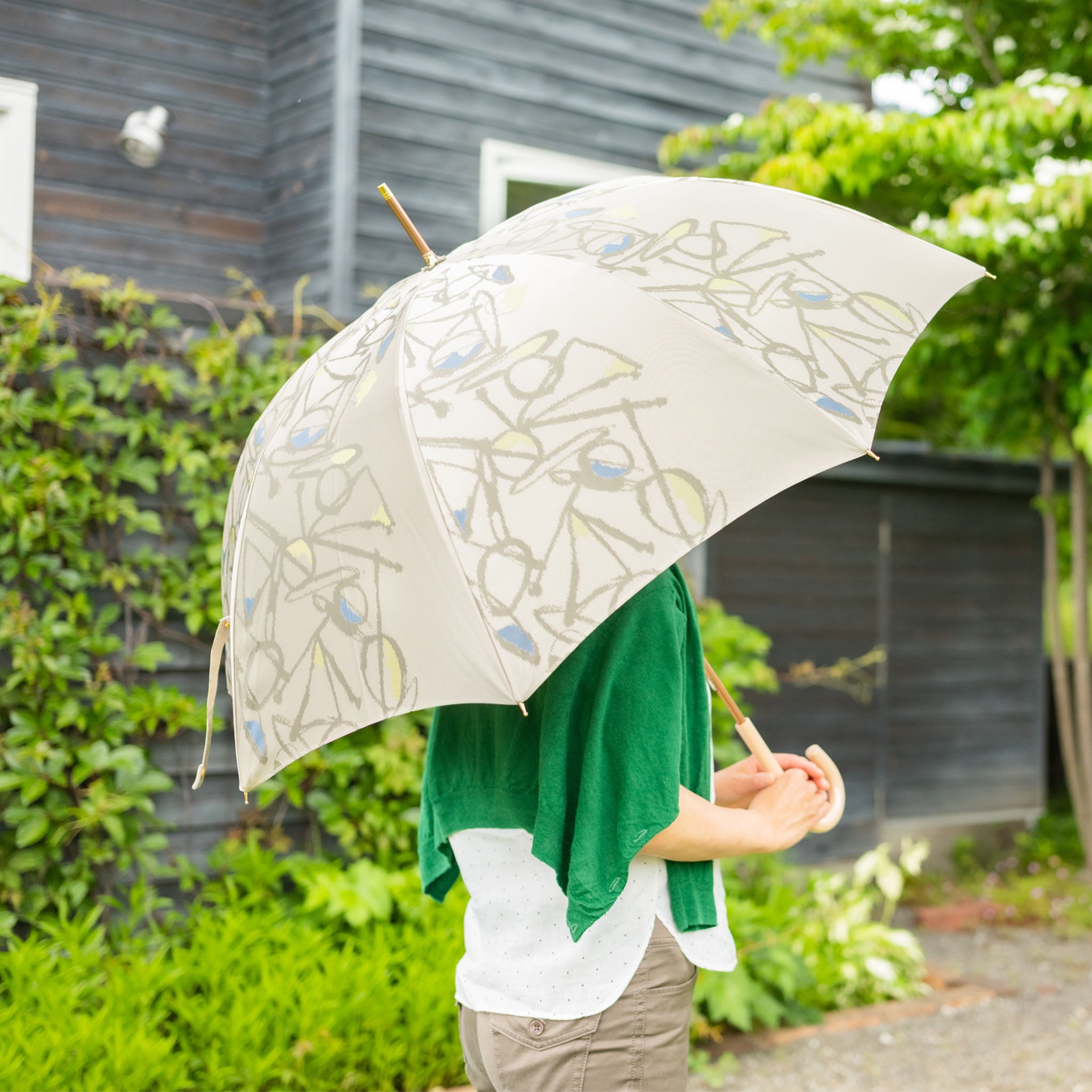 晴雨兼用 レディース Aneqdot 踊る 長傘 使用サイズイメージ
