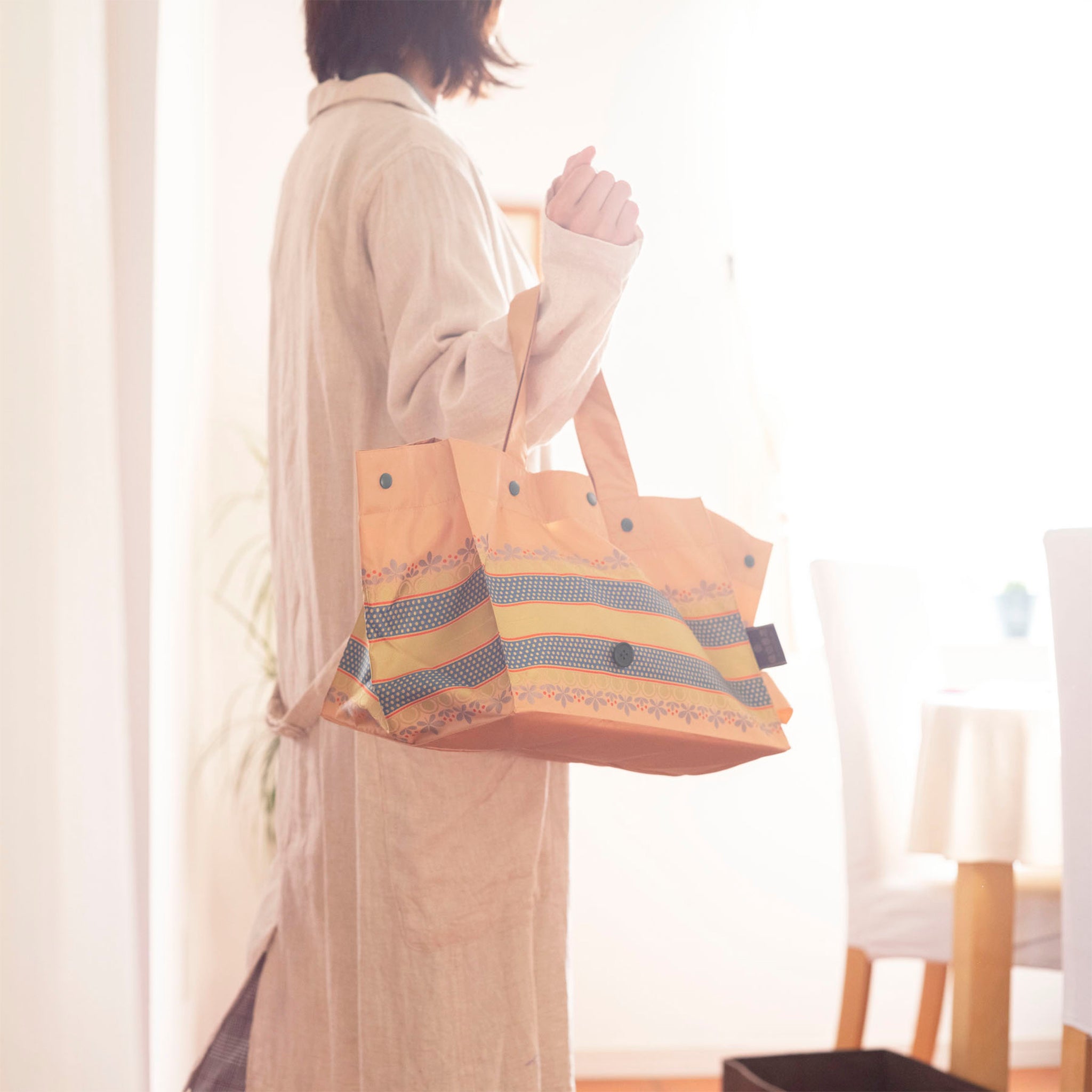 Lunch Tote リーフボーダー オレンジ