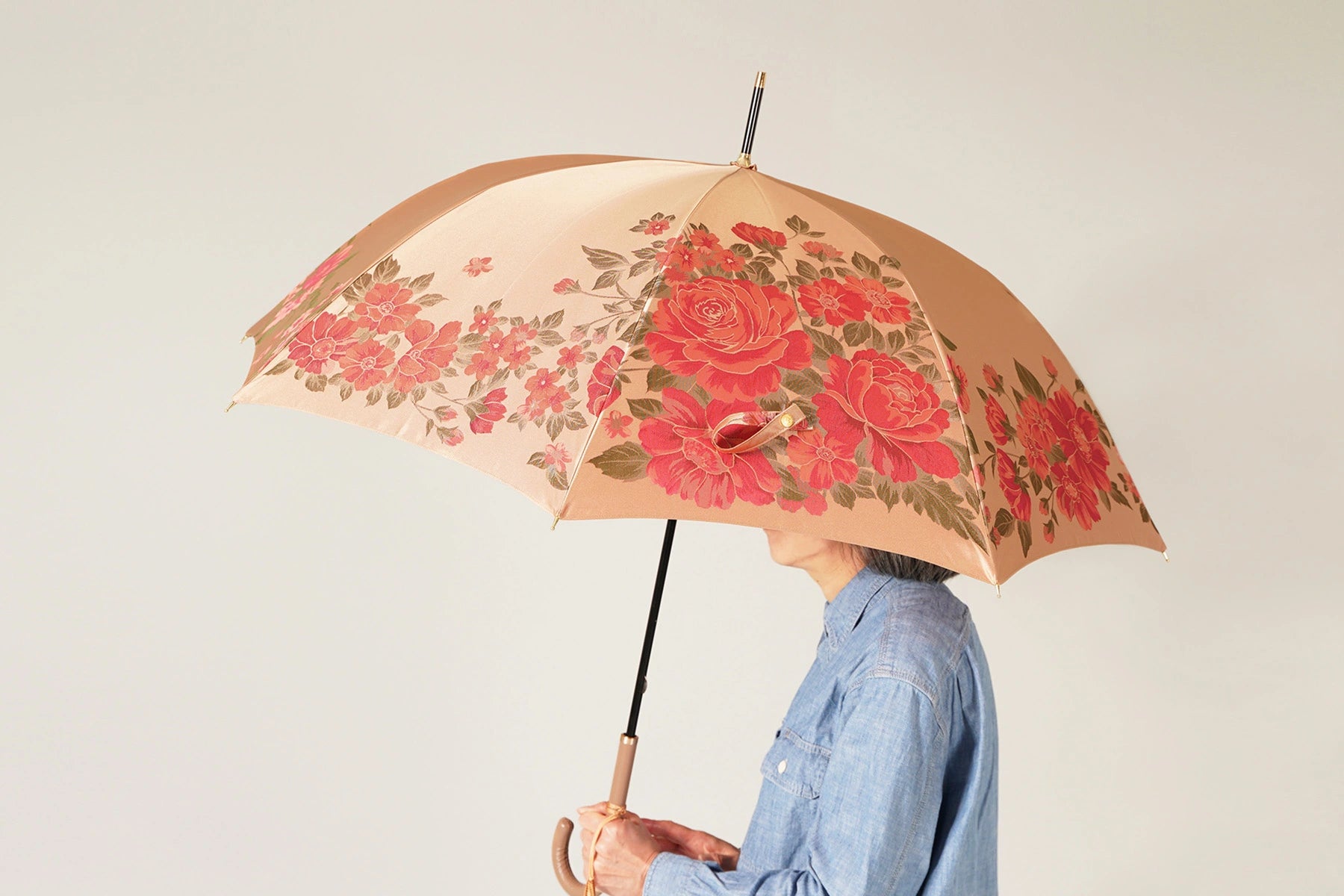 バラ柄の晴雨兼用傘