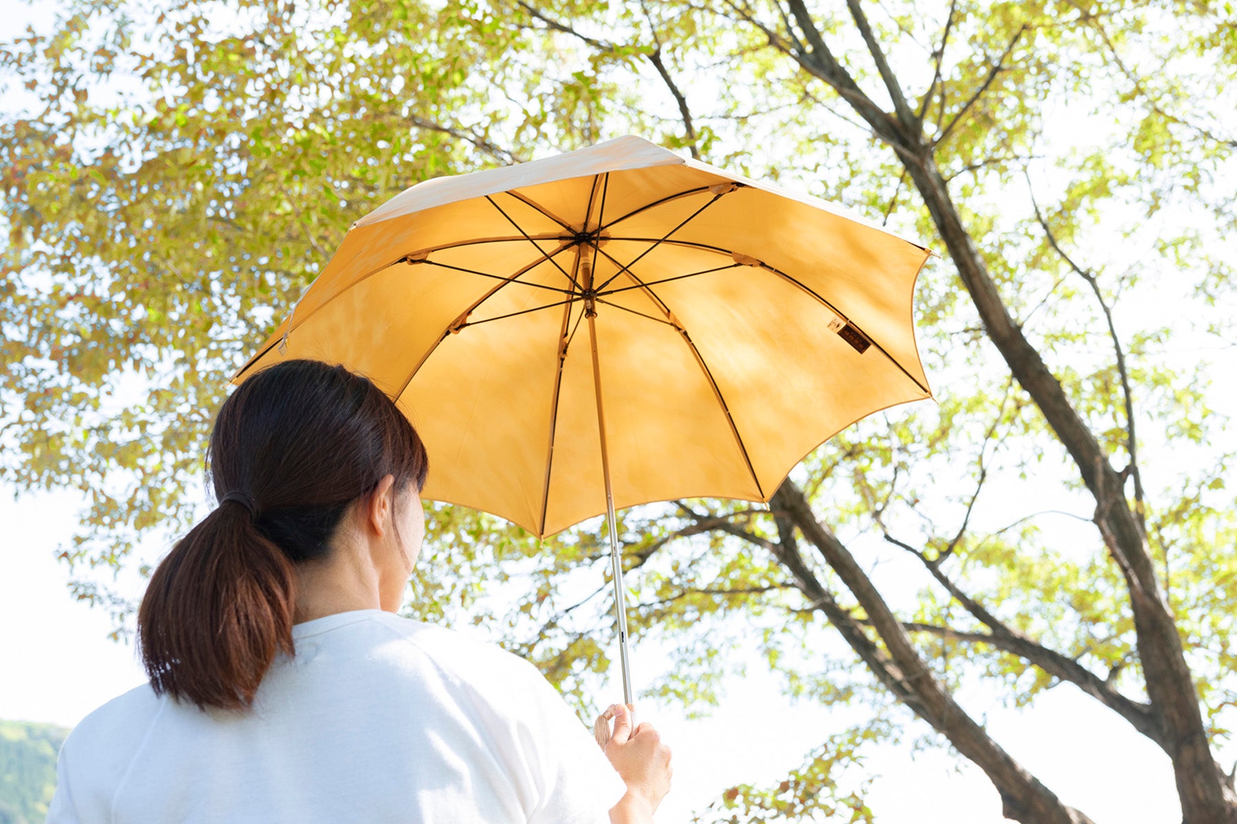 黄色の晴雨兼用日傘