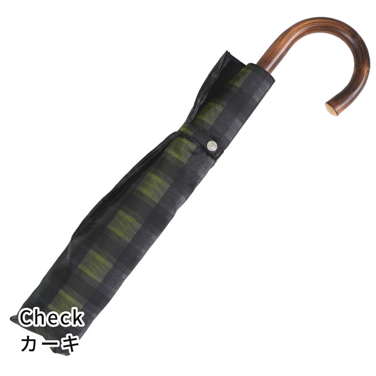 晴雨兼用　メンズ　Shade　Check　カーキ　折りたたみ傘