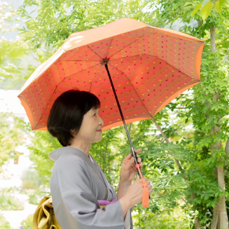 上品に遊び心を楽しむレディース長傘！晴雨兼用雨傘8本骨55cm