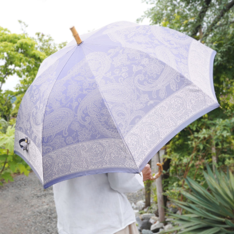 【未使用品】槇田商店 傘 kirie ペイズリー ブルー 晴雨兼用 長傘 定番の人気デザインのレディース長傘！晴雨兼用雨傘8本骨60cm