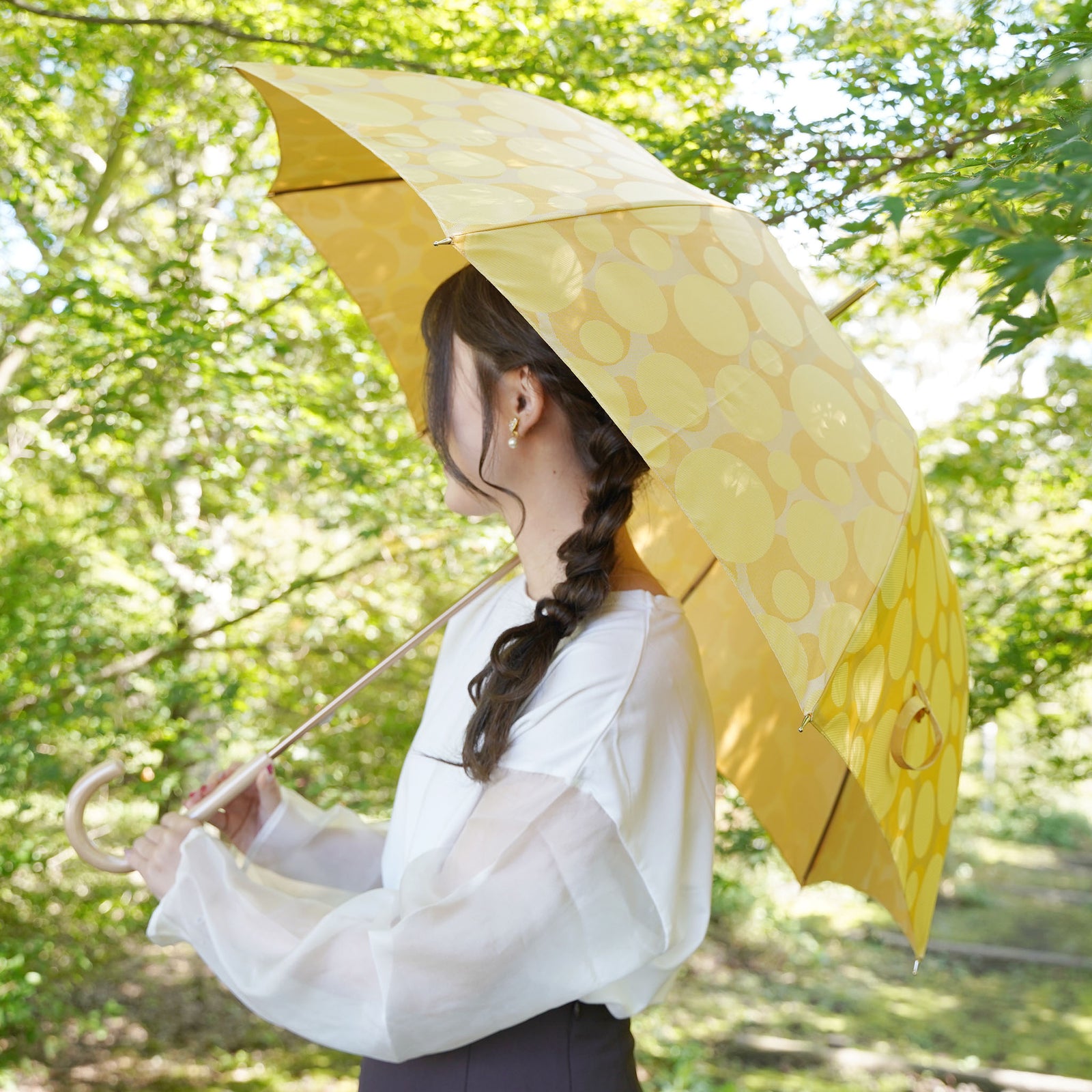 大人も楽しめるかわいいレディース長傘！晴雨兼用雨傘8本骨60cm