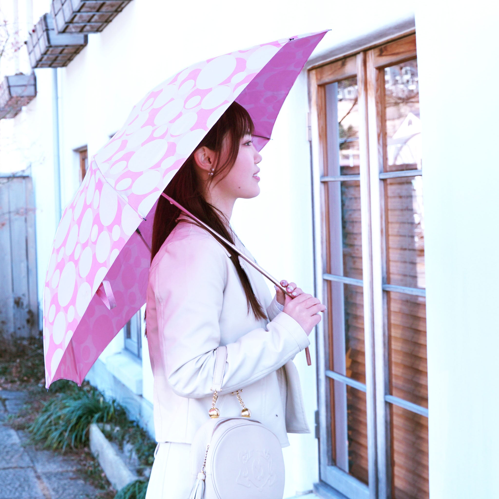 ZZBURBERRY婦人雨傘 明るくかわいいレディース折りたたみ傘！晴雨兼用雨傘7本骨55cm