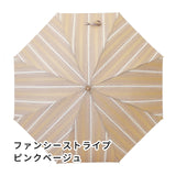 晴雨兼用　レディース　feel.t　ファンシーストライプ　ピンクベージュ　スライドショート傘
