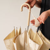 晴雨兼用　レディース　絵おり　百合　ベージュ　長傘　手元