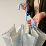 晴雨兼用　レディース　絵おり　紫陽花　ブルー　長傘　手元