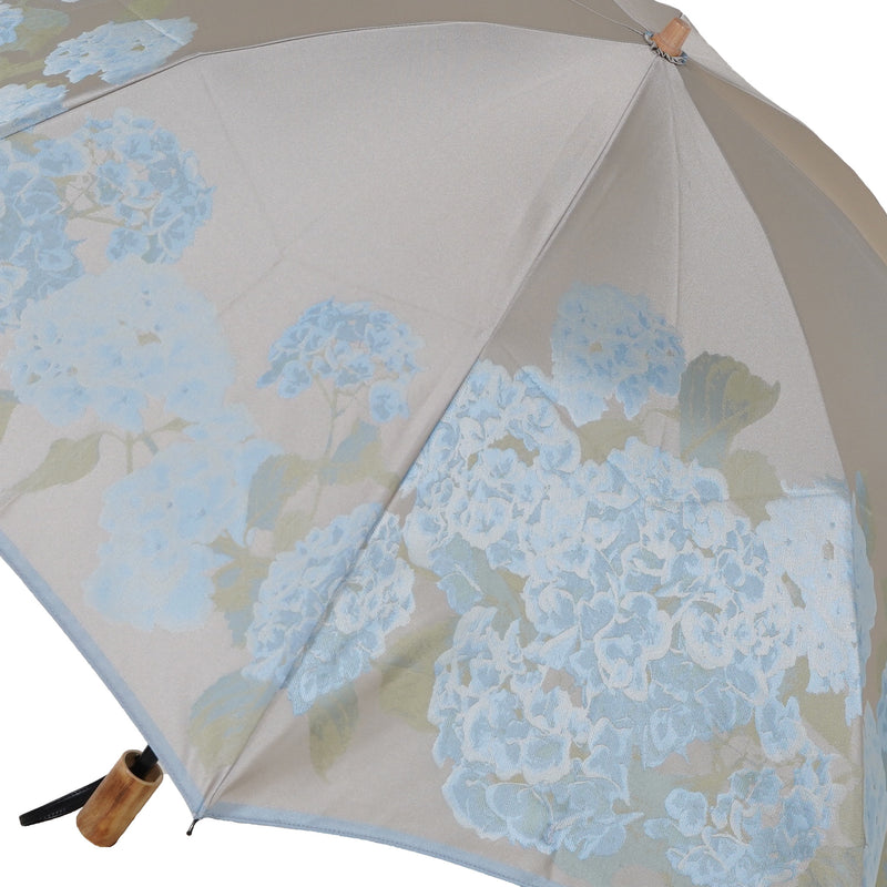 晴雨兼用　レディース　絵おり　紫陽花　ブルー　折りたたみ傘