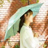 晴雨兼用　レディース　ノルディック　バブル　グリーン　折りたたみ傘　使用イメージ