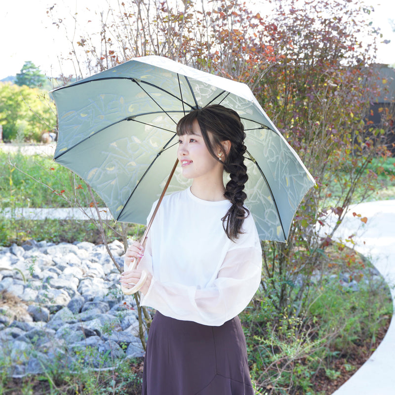 晴雨兼用　レディース　Aneqdot　踊る　グリーン　長傘