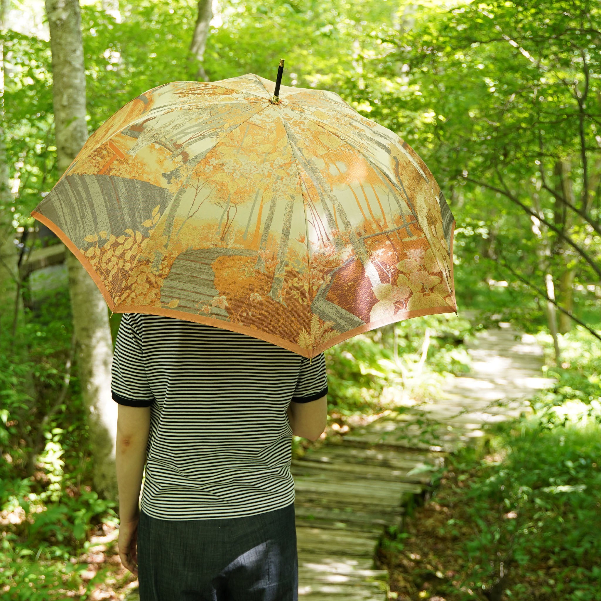美しい木々を再現したレディース長傘！晴雨兼用雨傘8本骨60cm
