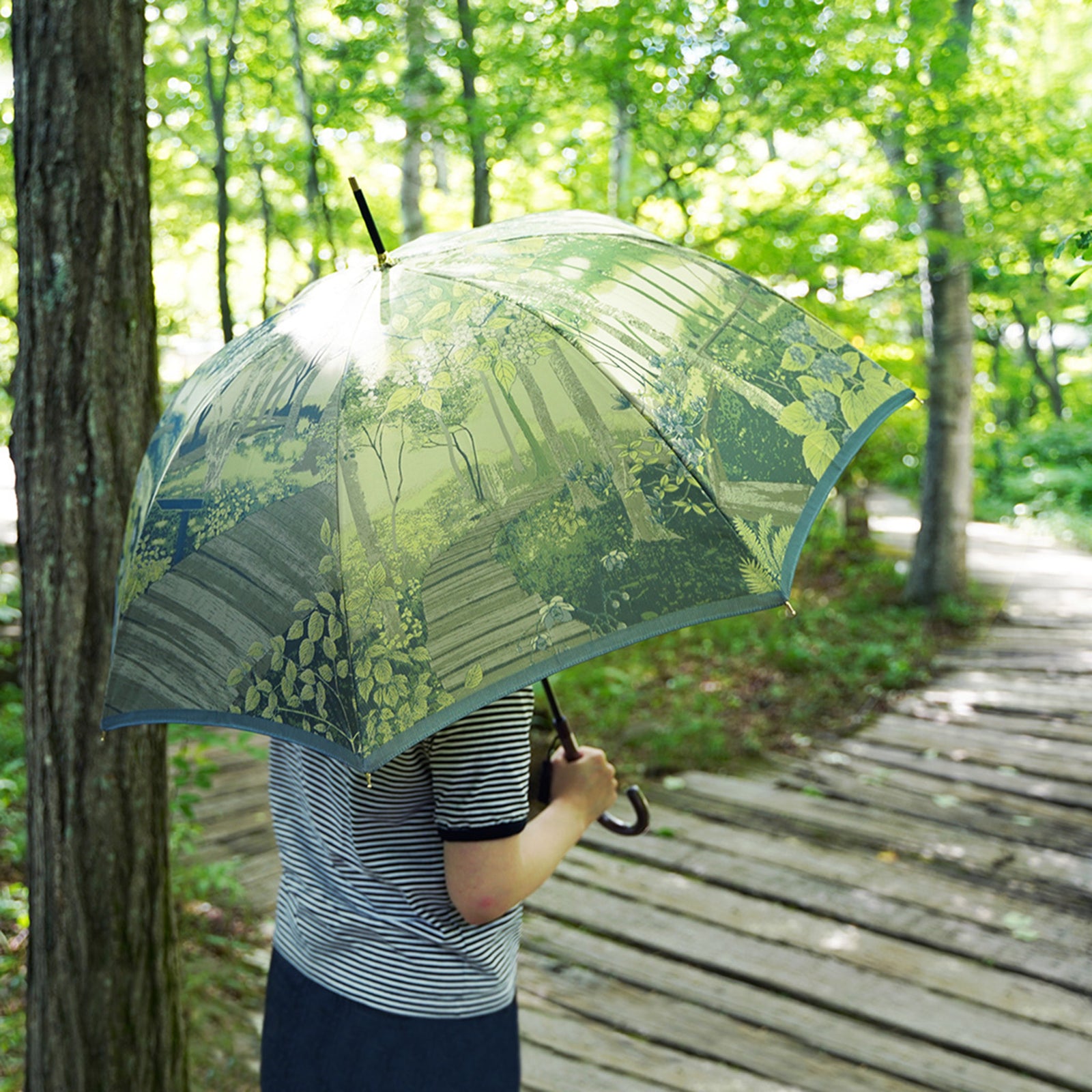 美しい木々を再現したレディース長傘！晴雨兼用雨傘8本骨60cm