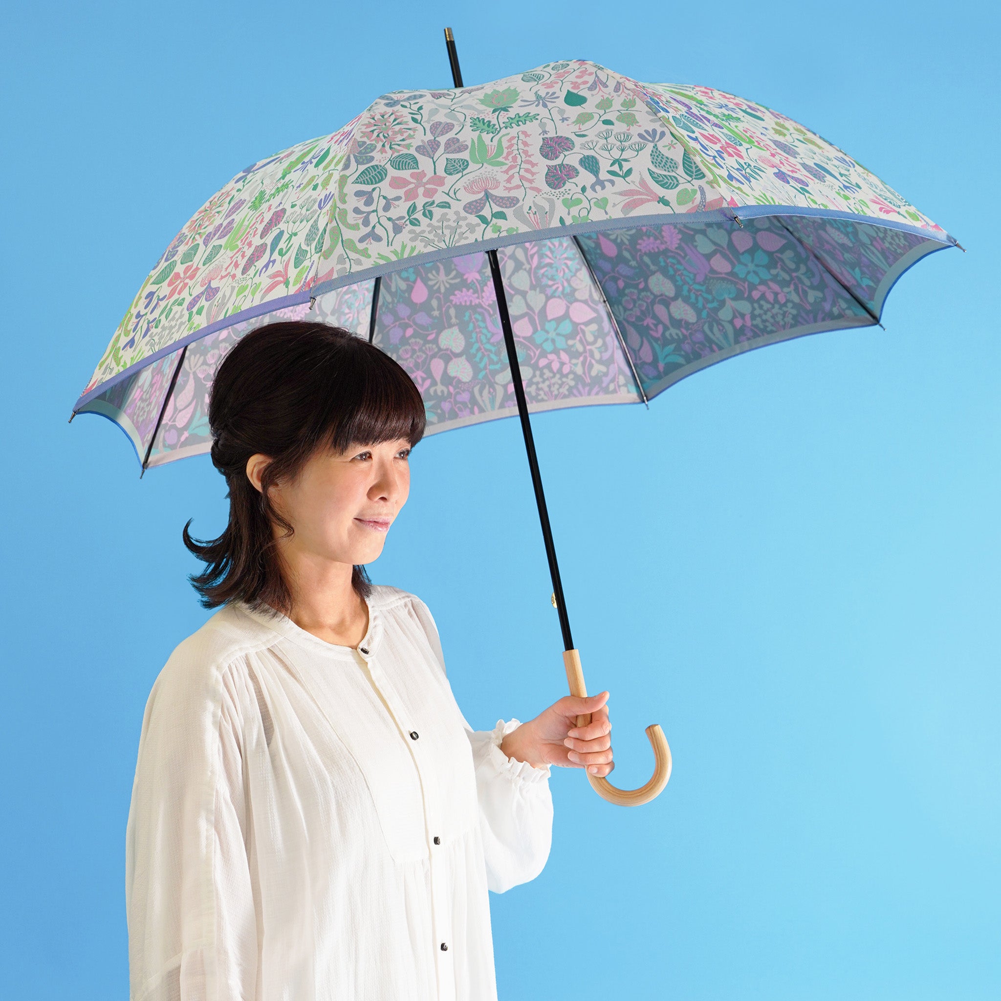 北欧デザインのかわいいレディース長傘！晴雨兼用雨傘8本骨60cm