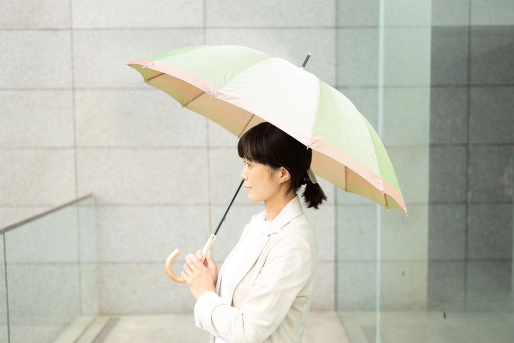 グリーン×ピンクの晴雨兼用婦人傘
