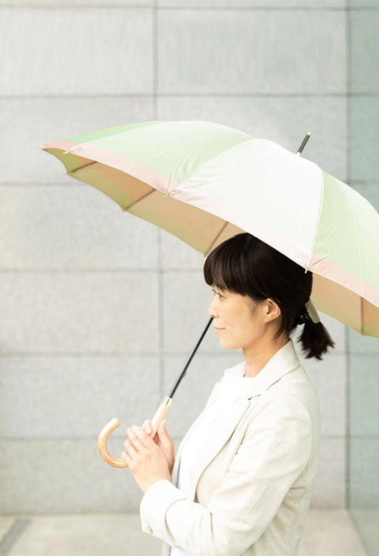 グリーン×ピンクの晴雨兼用婦人傘