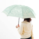 晴雨兼用　レディース　kirie　バラ　セイジグリーン　折りたたみ傘