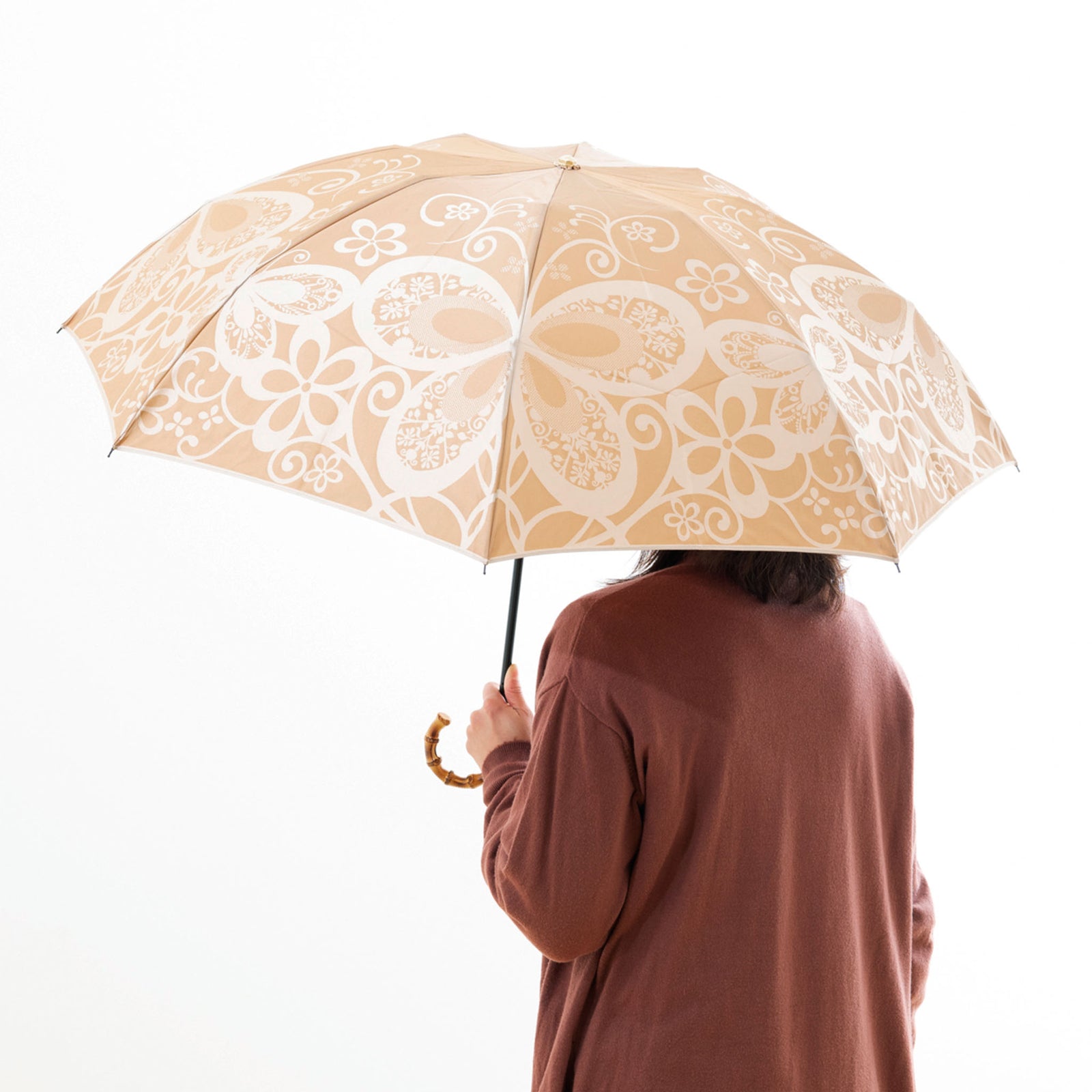 上品でかわいいレディース折りたたみ傘！晴雨兼用雨傘8本骨55cm
