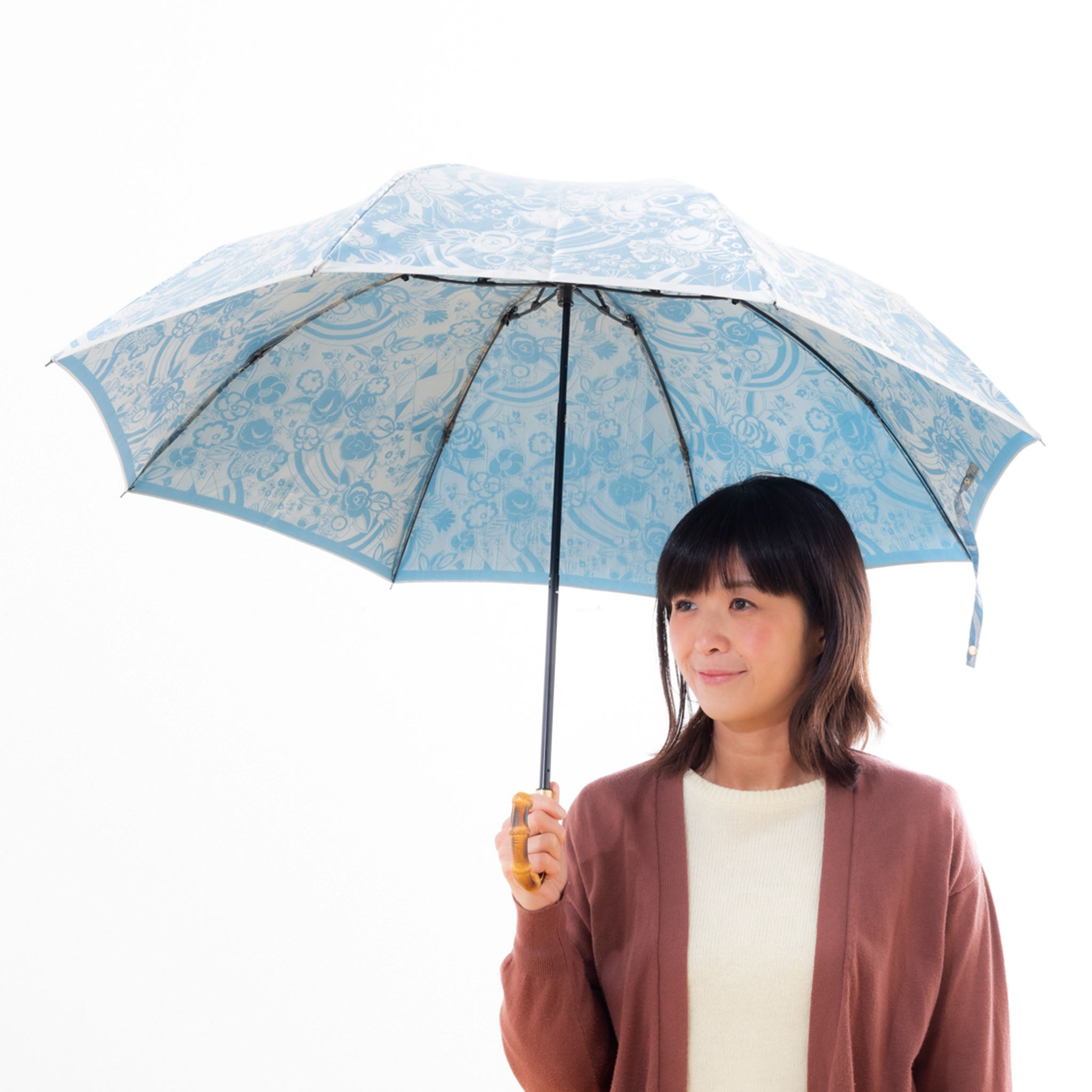 和風テイストのレディース折りたたみ傘！晴雨兼用雨傘8本骨55cm