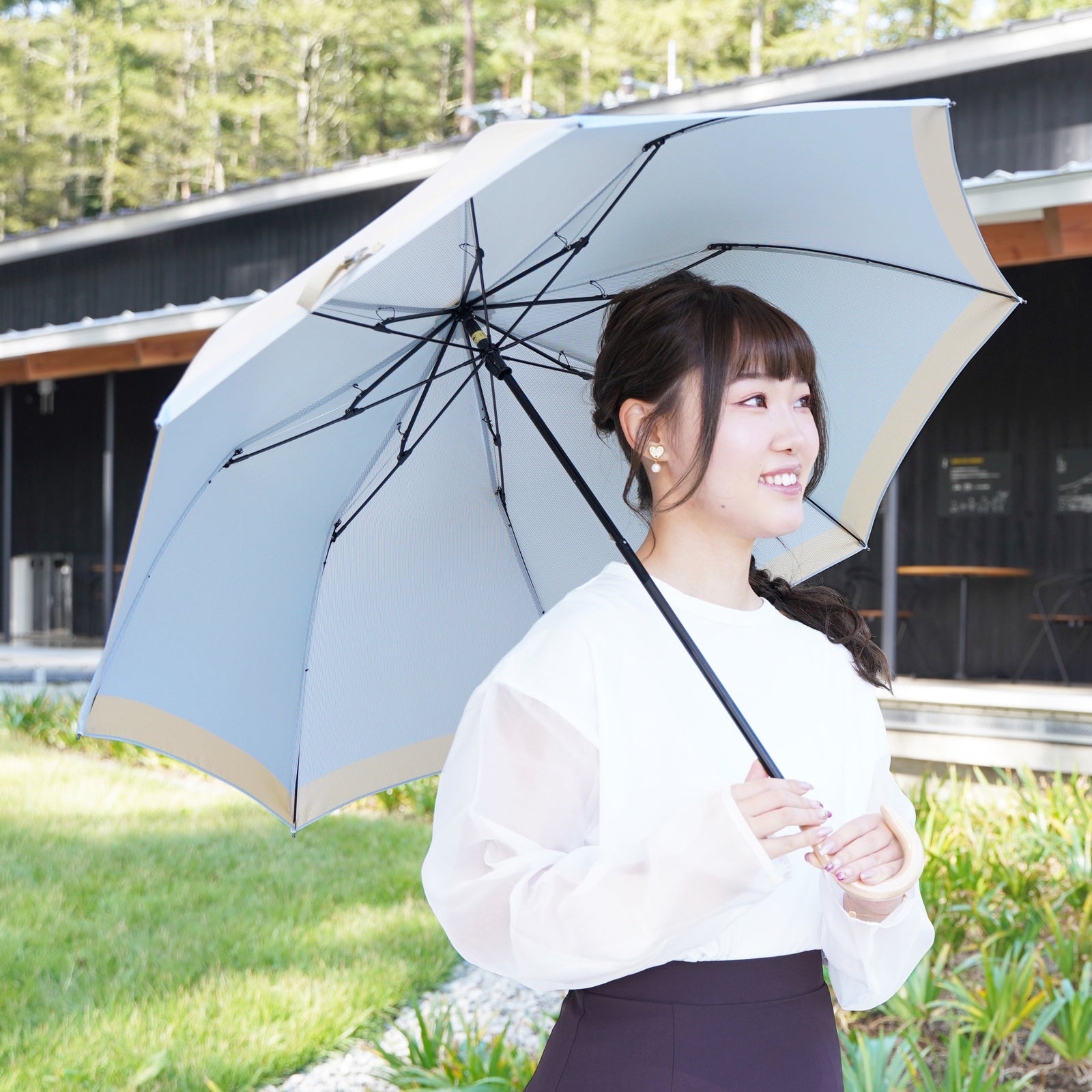 槇田商店　折りたたみ傘 晴雨兼用&UVカット】絵おり 百合(ゆり) 折りたたみ傘 ブラック