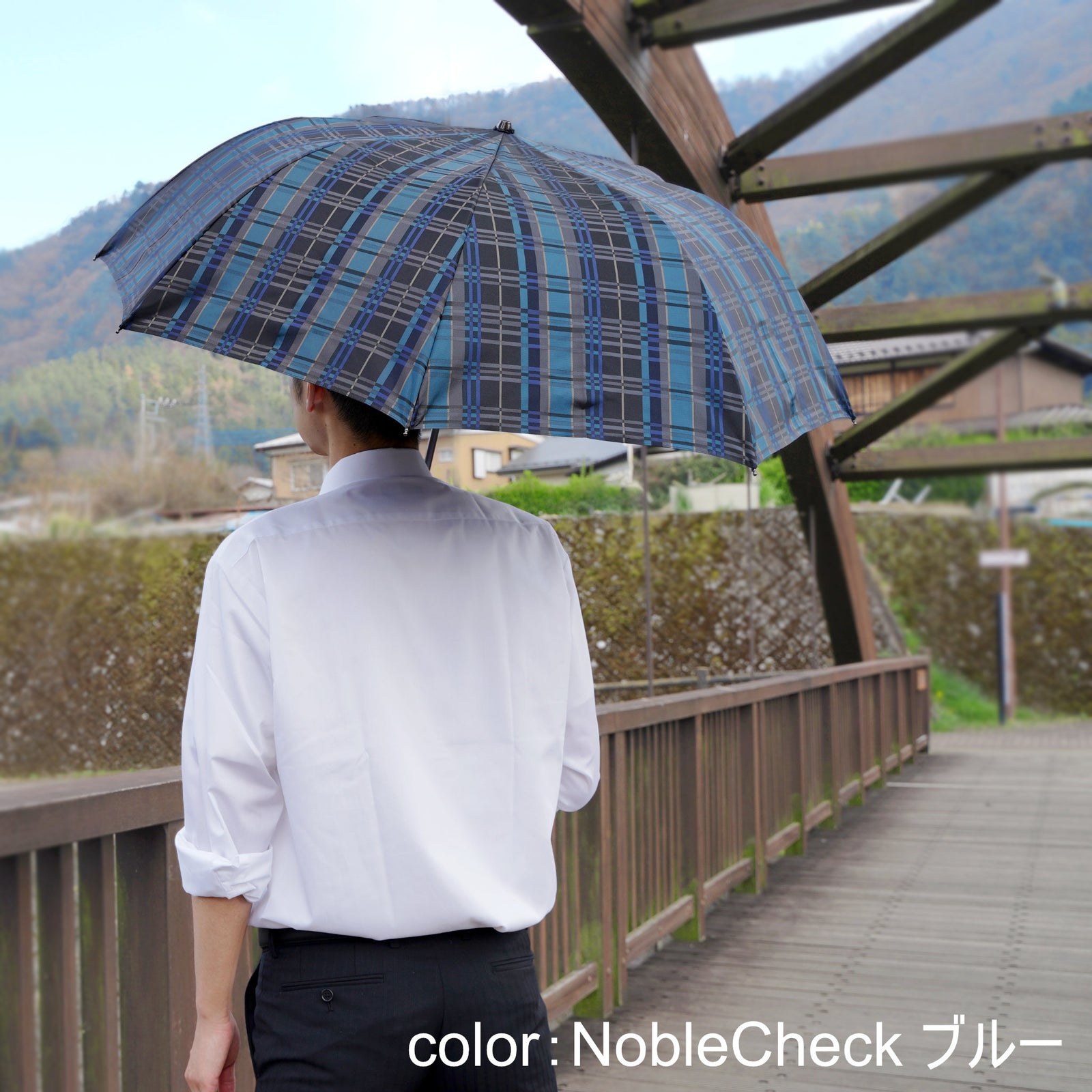 おしゃれなチェック柄のメンズ日傘！晴雨兼用折りたたみ傘8本骨58㎝