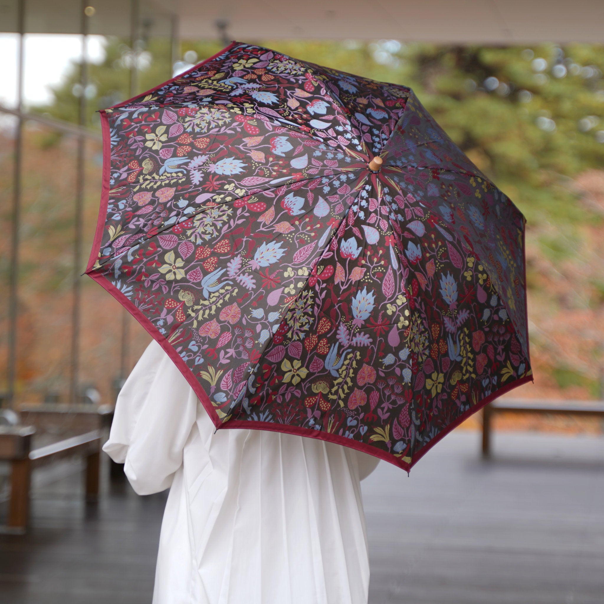 晴雨兼用　レディース　Stig L. HERBARIUM　レッド　折りたたみ傘
