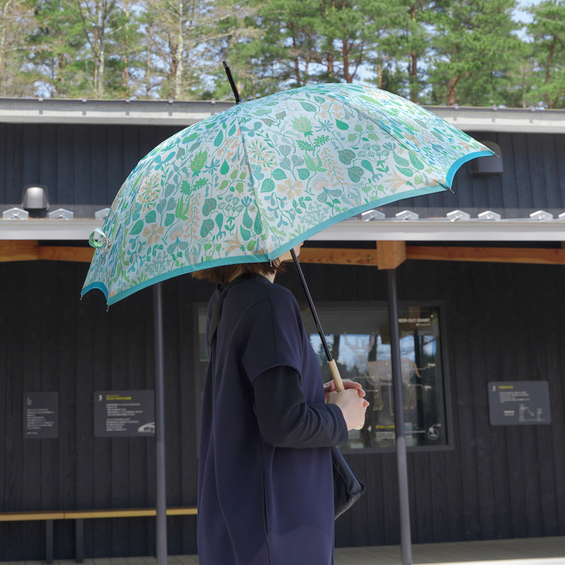 晴雨兼用　レディース　Stig L. HERBARIUM　ライムグリーン　長傘　使用イメージ