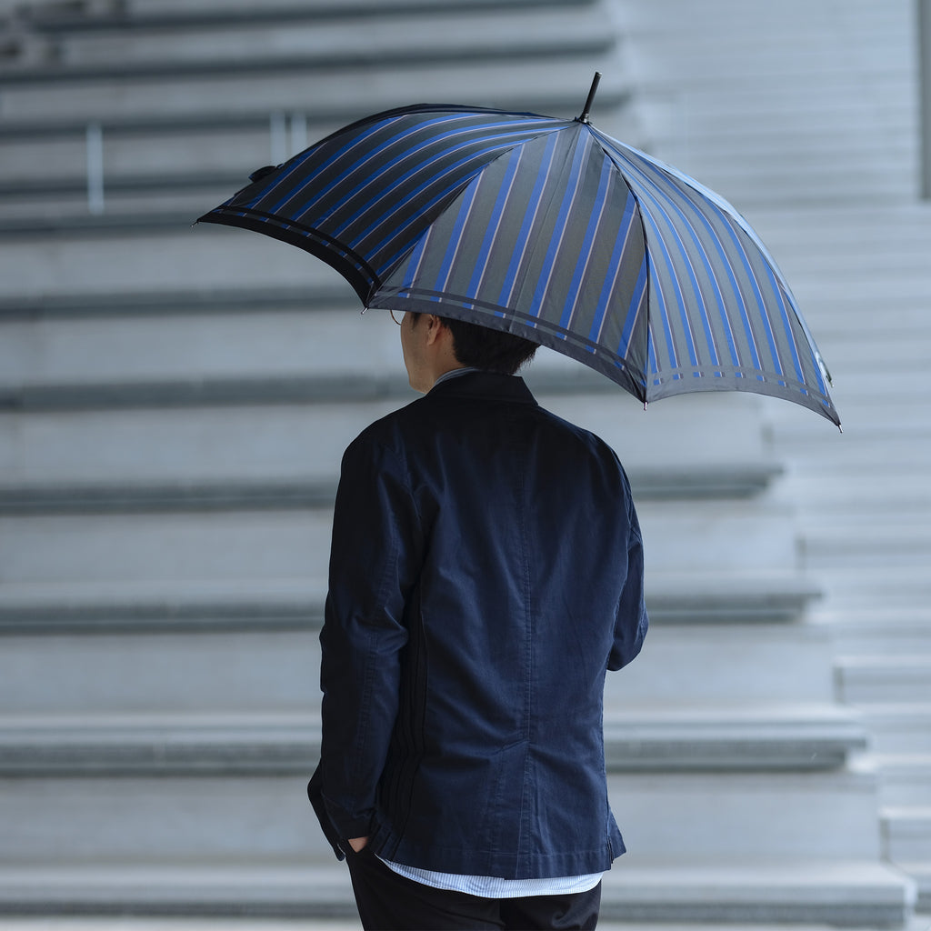 槇田商店 Tie Plain×Stripe GREEN 折りたたみ傘 ビジネスシーンにも使えるメンズ折りたたみ傘！晴雨兼用雨傘8本