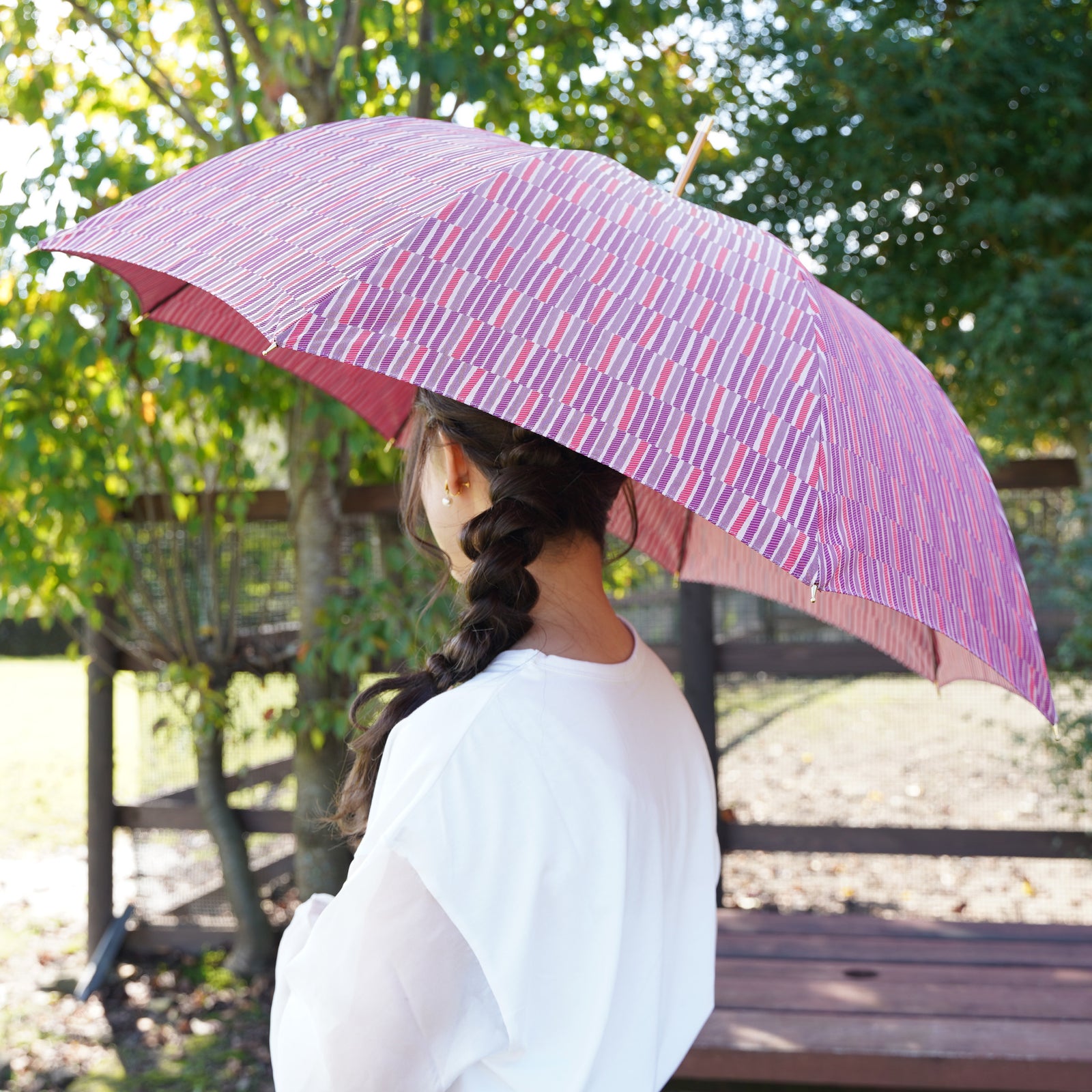 遊び心のあるデザインのレディース長傘！晴雨兼用雨傘8本骨60cm