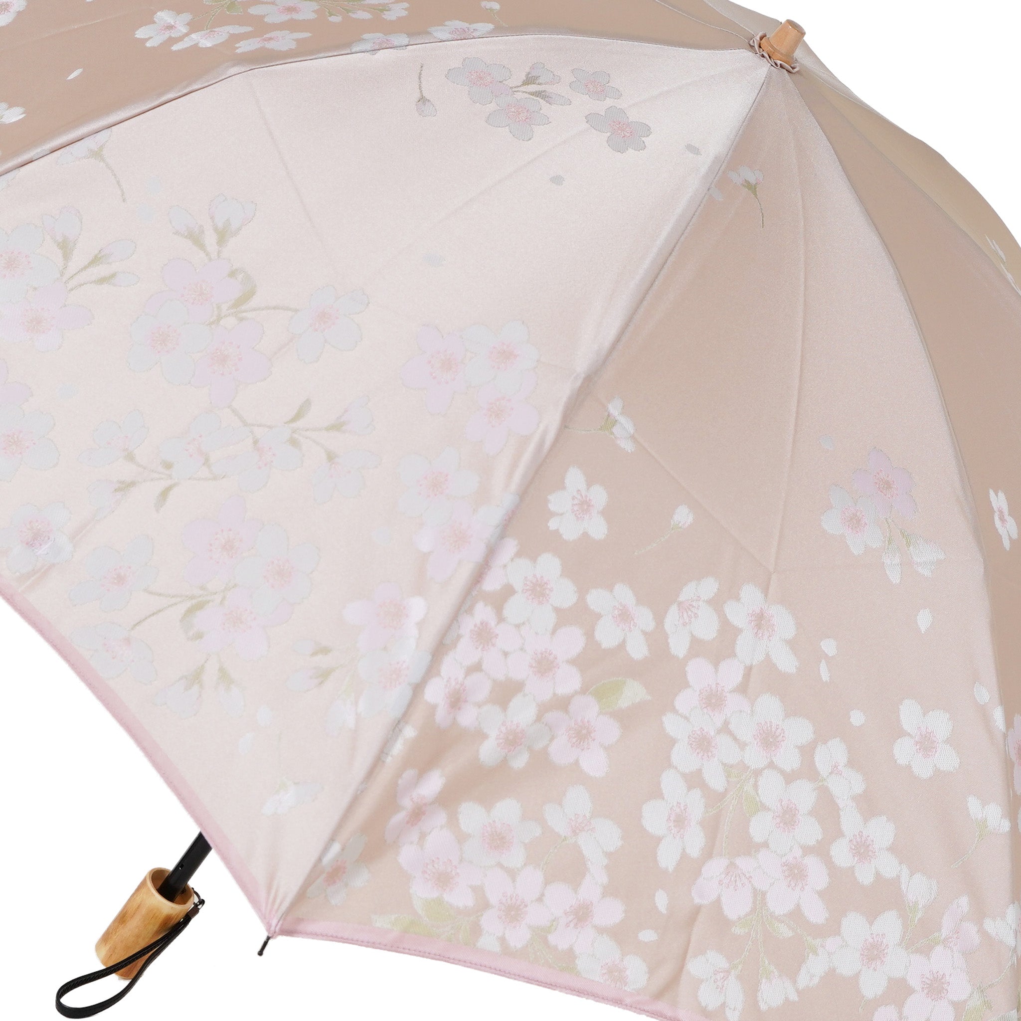 晴雨兼用　レディース　絵おり　桜　ピンク　折りたたみ傘　生地アップ