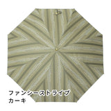 晴雨兼用　レディース　feel.t　ファンシーストライプ　カーキ　スライドショート傘