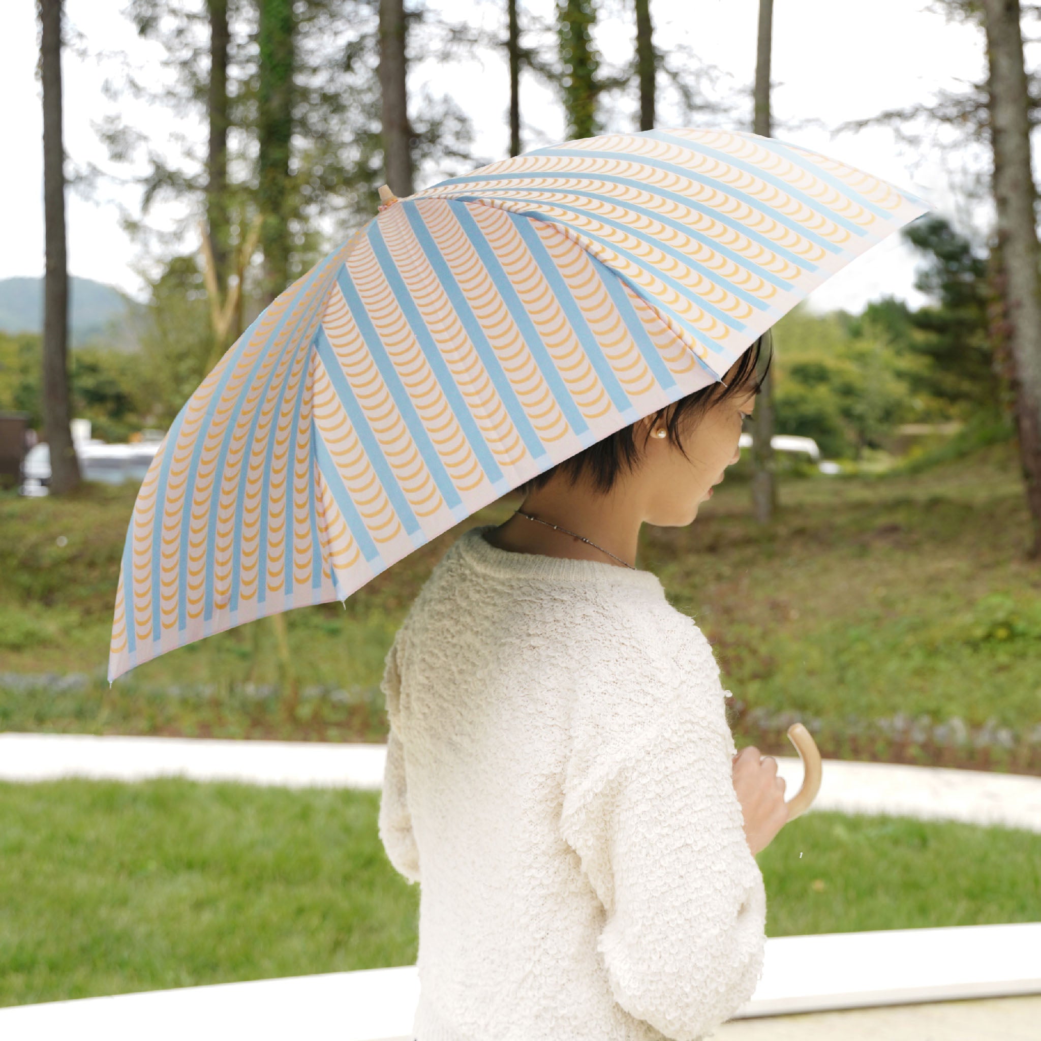 晴雨兼用　レディース　Stig L. DRAPES　オレンジ　折りたたみ傘