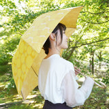 晴雨兼用　レディース　ノルディック　バブル　イエロー　長傘　使用イメージ