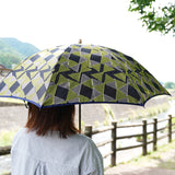 晴雨兼用　レディース　fusion　RIBBON　ネイビー　折りたたみ傘　使用イメージ