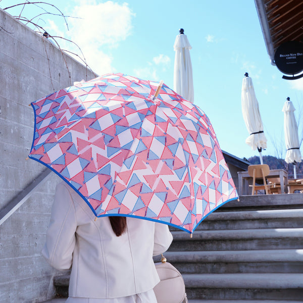 【非売品　入手困難】 45R インディゴ デニム 日傘 雨傘 花柄 フラワー 非売品 入手困難】 45R インディゴ デニム 日傘 雨傘 花柄