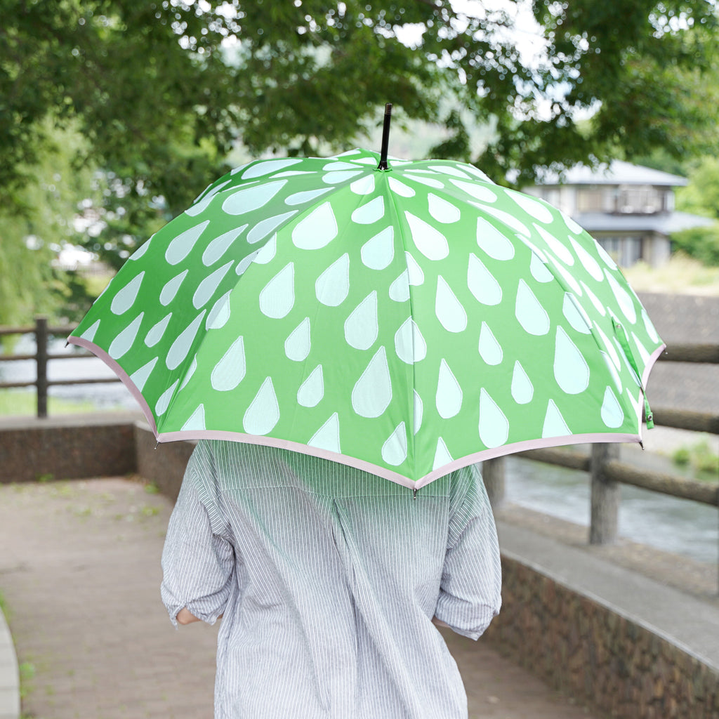 花柄長傘（多色・緑・ピンクリボン）　think bee! 未使用品。 華やかプリント柄晴雨兼用折りたたみ傘(シンクビー!/Think Bee