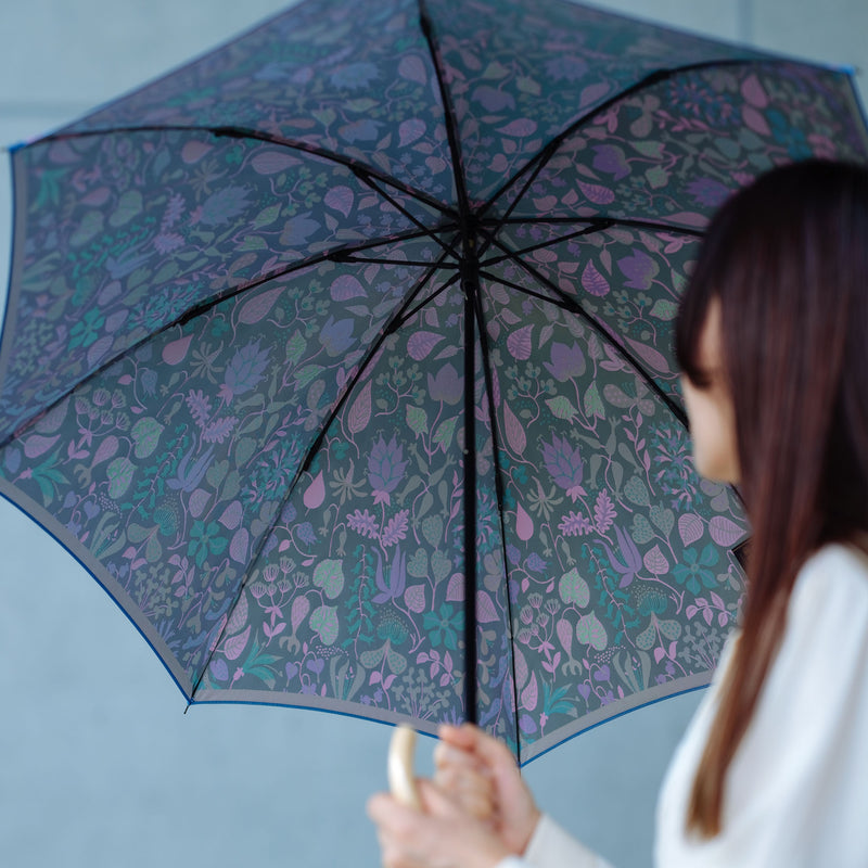 晴雨兼用　レディース　Stig L. HERBARIUM　ライトブルー　折りたたみ傘　内側